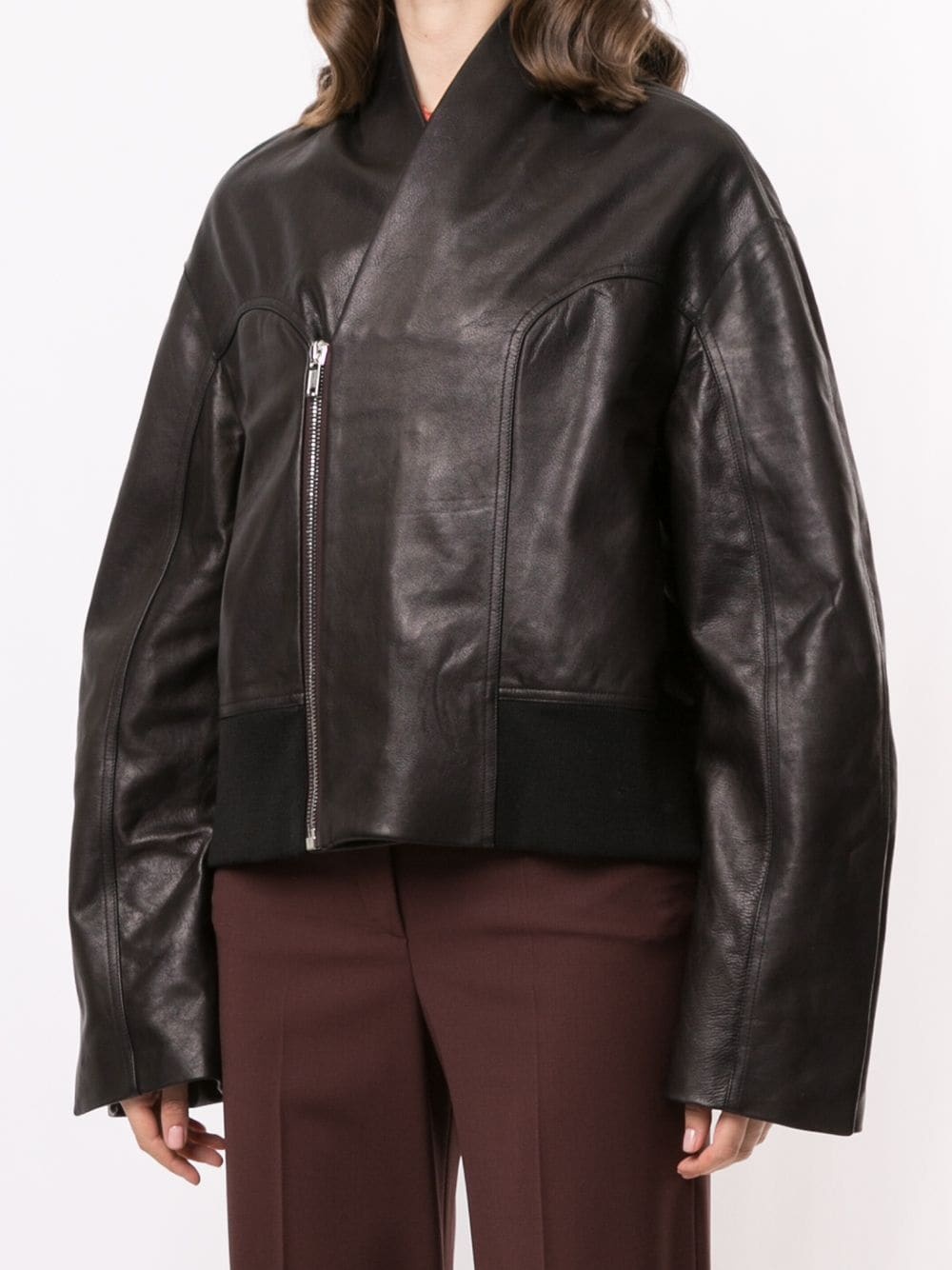 wide-sleeve leather jacket - 3