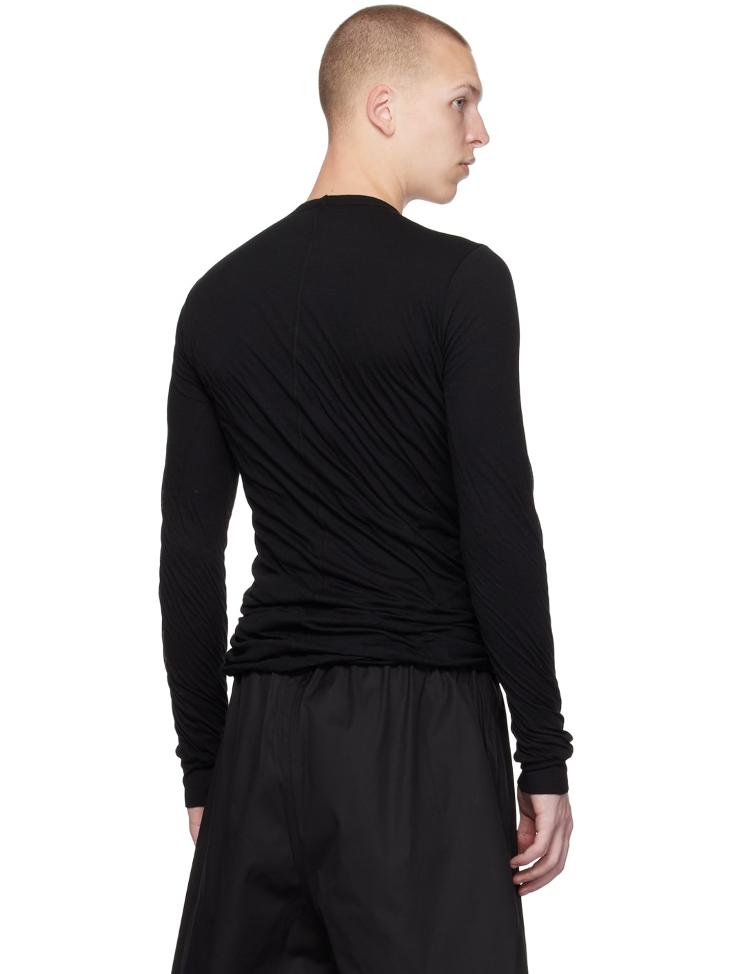 Black Rib Long Sleeve T-Shirt - 3