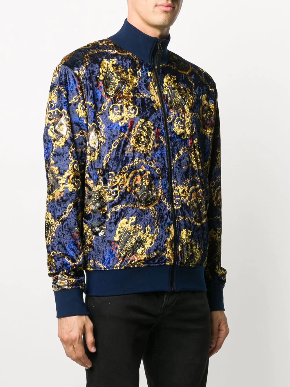 baroque print bomber jacket - 3