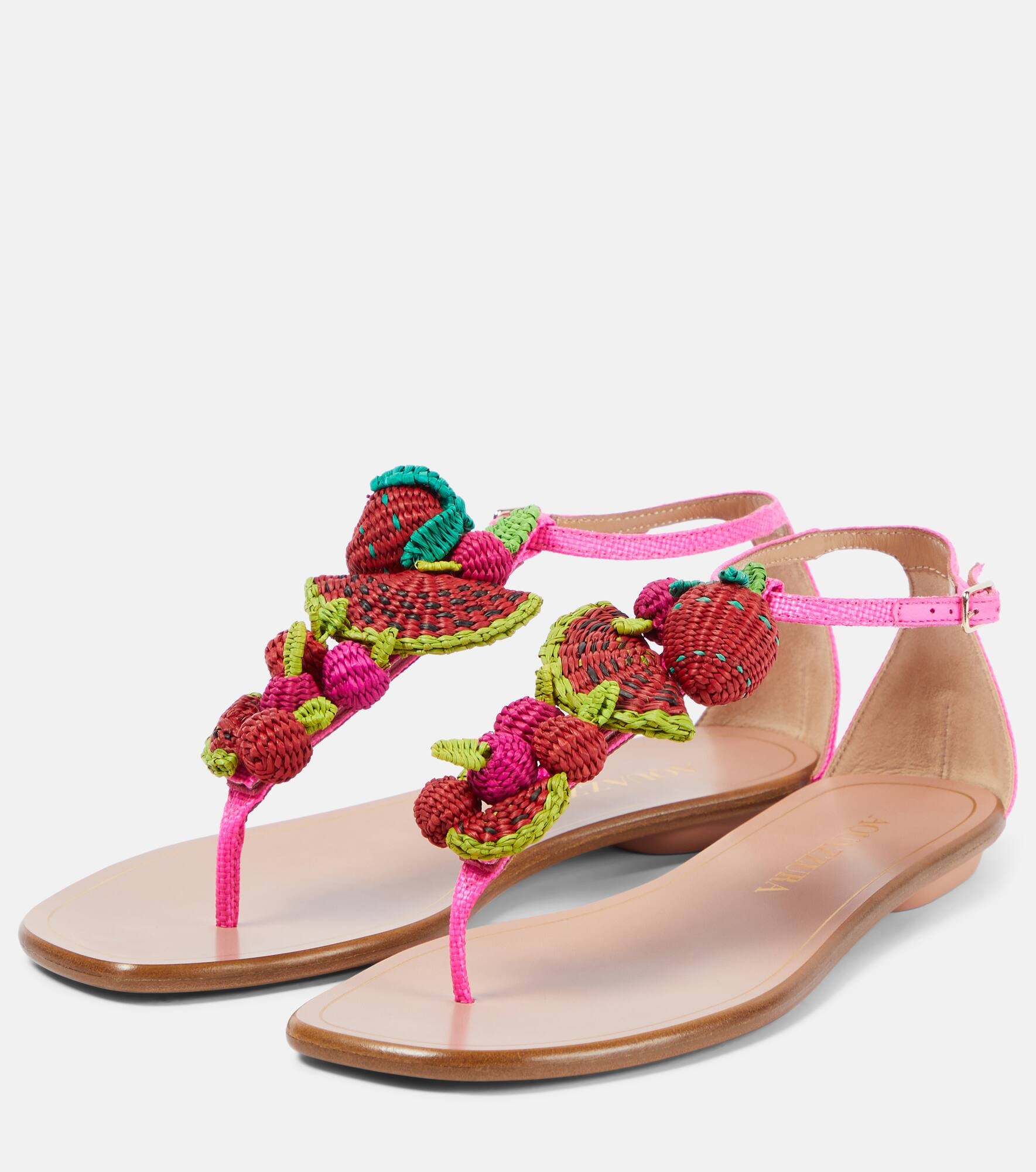 Strawberry Punch raffia thong sandals - 5