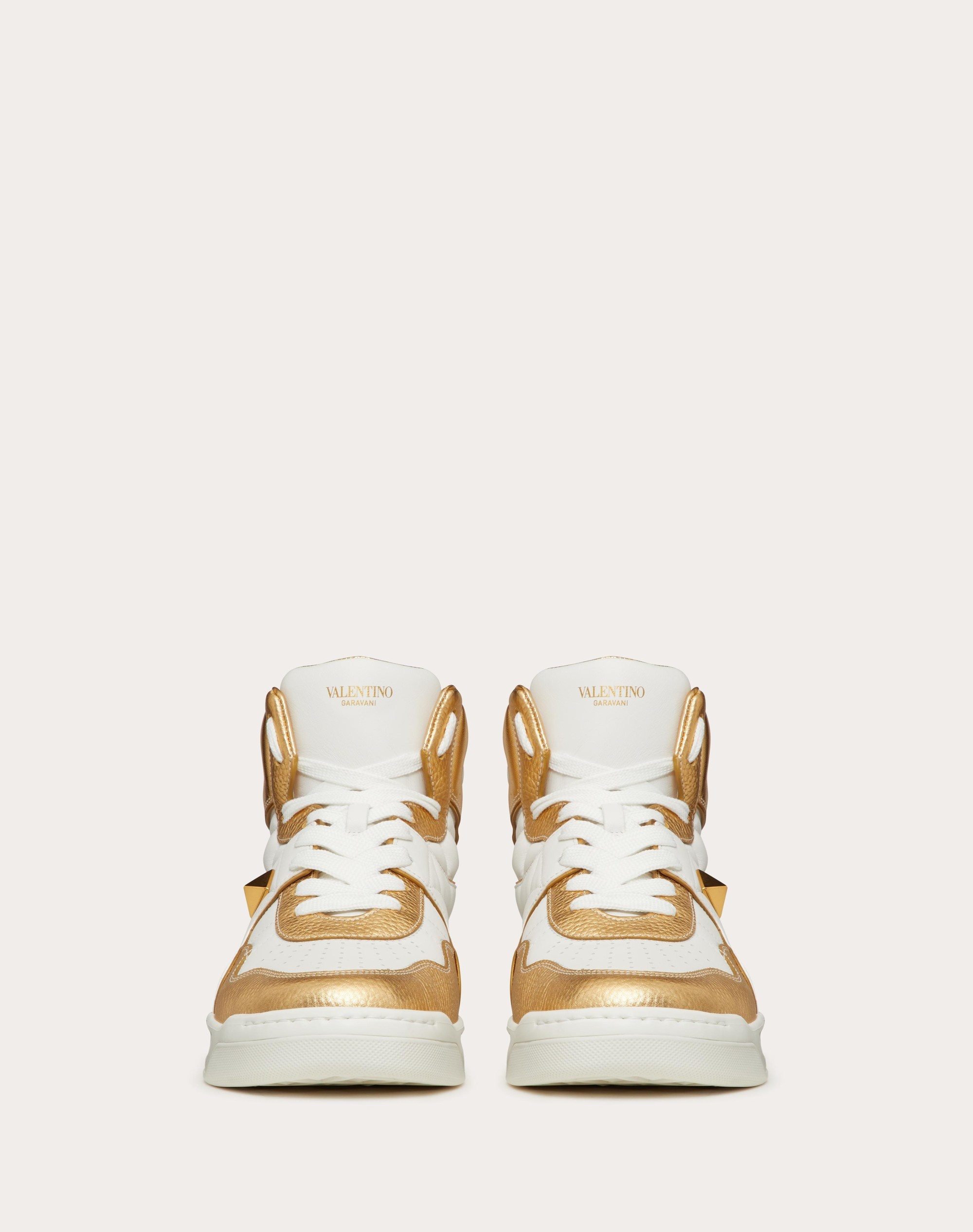 ONE STUD MID-TOP NAPPA SNEAKER WITH METALLIC DETAILS - 4