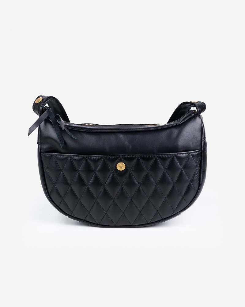 Iron Heart IHE-42 Leather Diamond Stitched Shoulder Bag - Black outlook