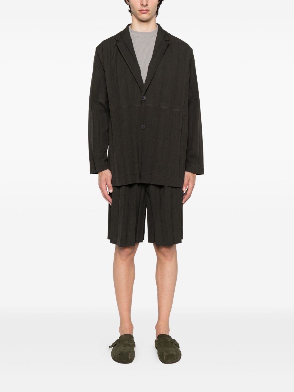 pleated single-breasted blazer - 2