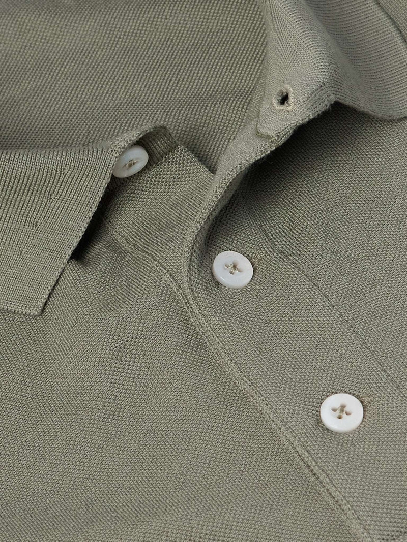 Logo-Embroidered Wool-Piqué Polo Shirt 4