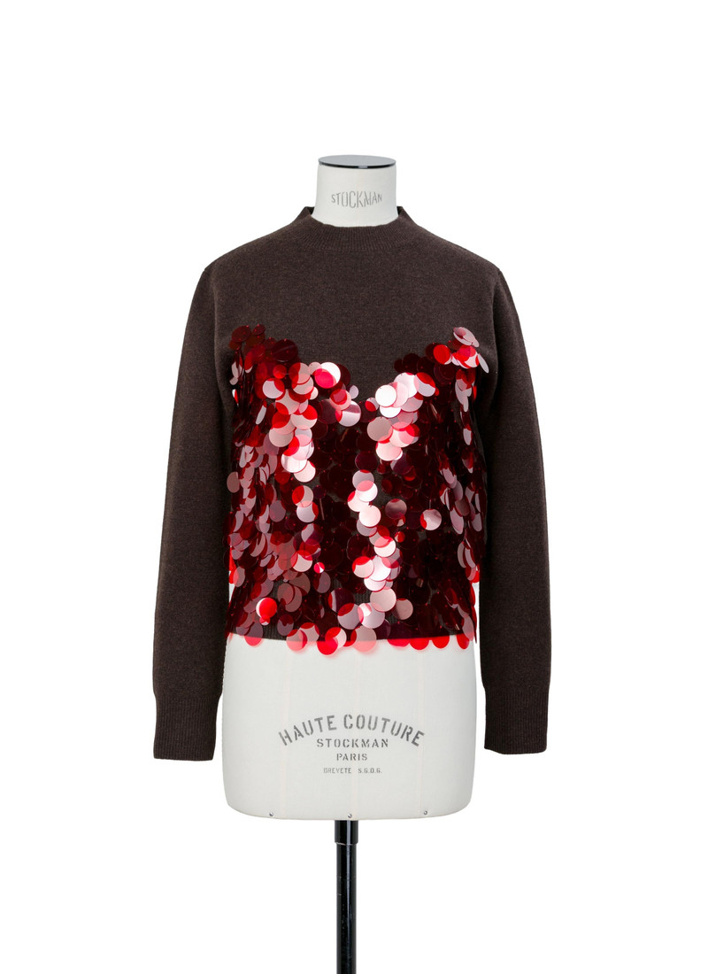 Sequin Embroidery x Wool Knit Pullover 1
