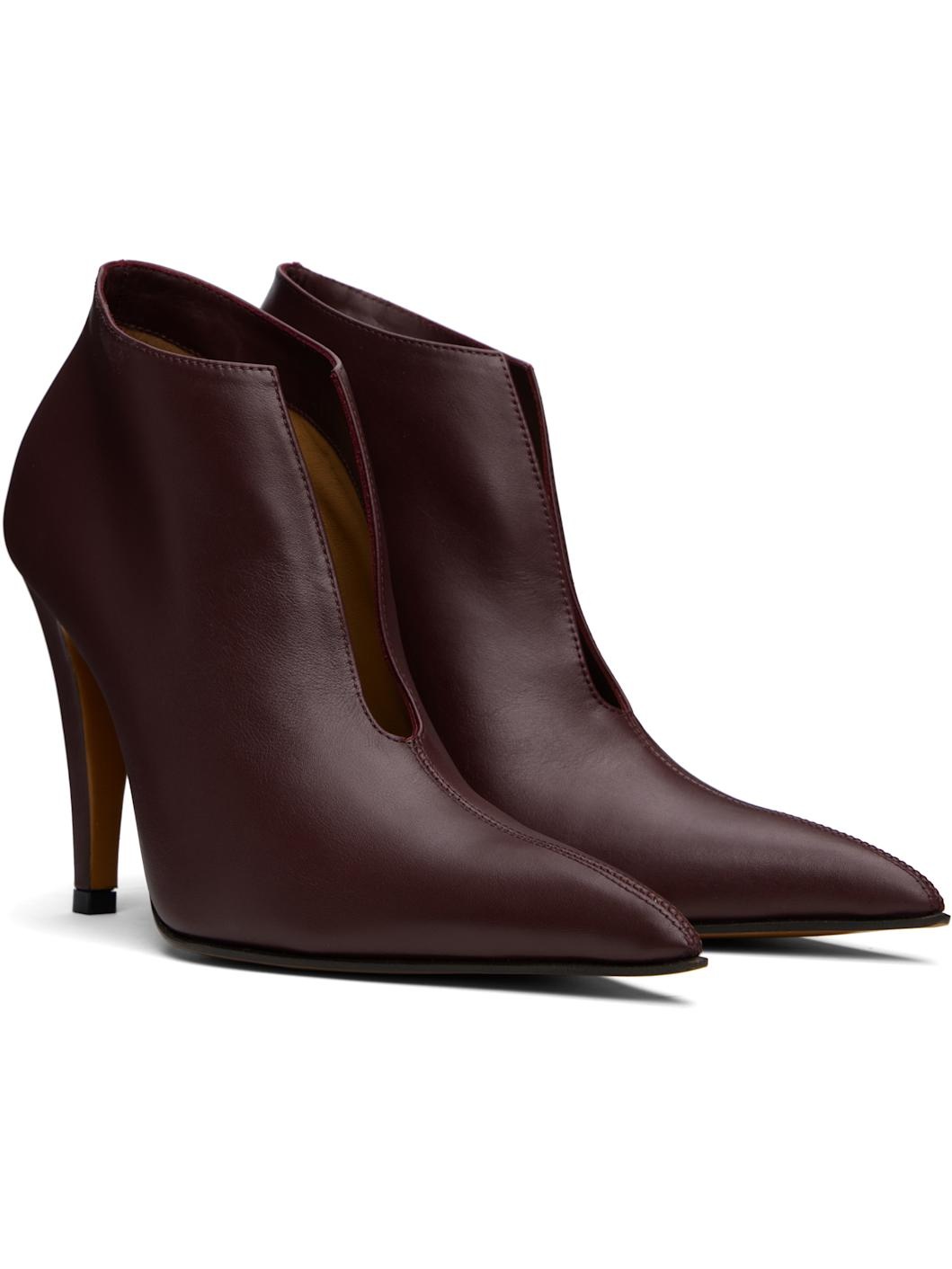 Burgundy Birdee Slashed Pump Boots - 4