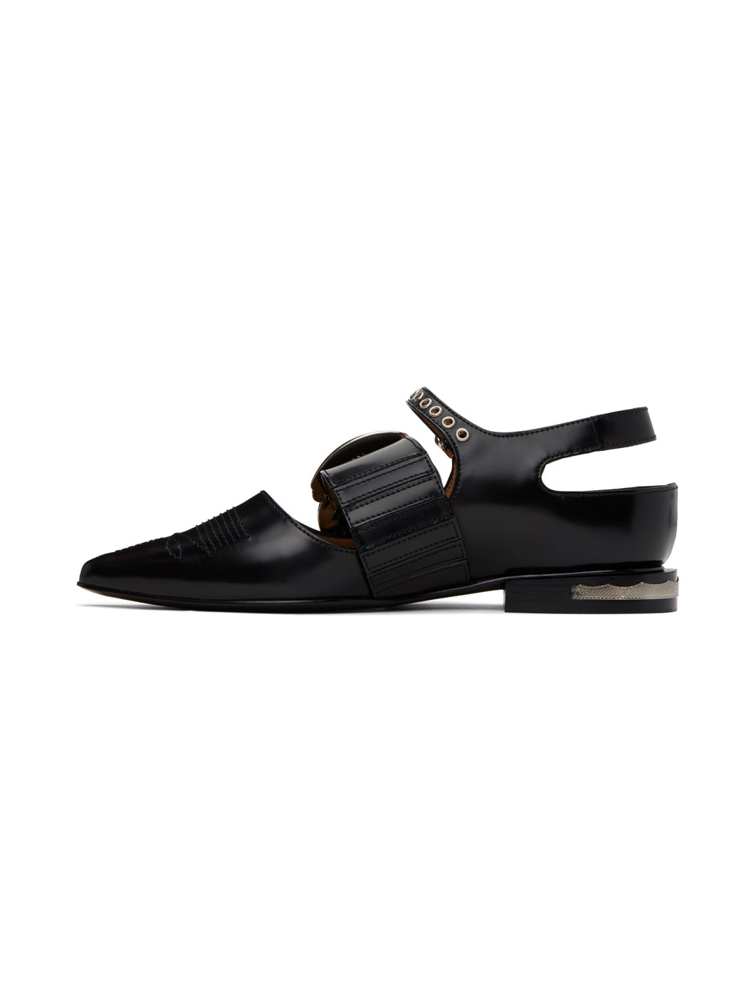 SSENSE Exclusive Black Embellished Buckle Ballerina Flats - 3