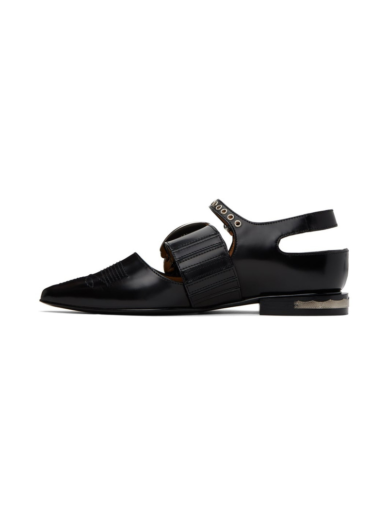 SSENSE Exclusive Black Embellished Buckle Ballerina Flats 3
