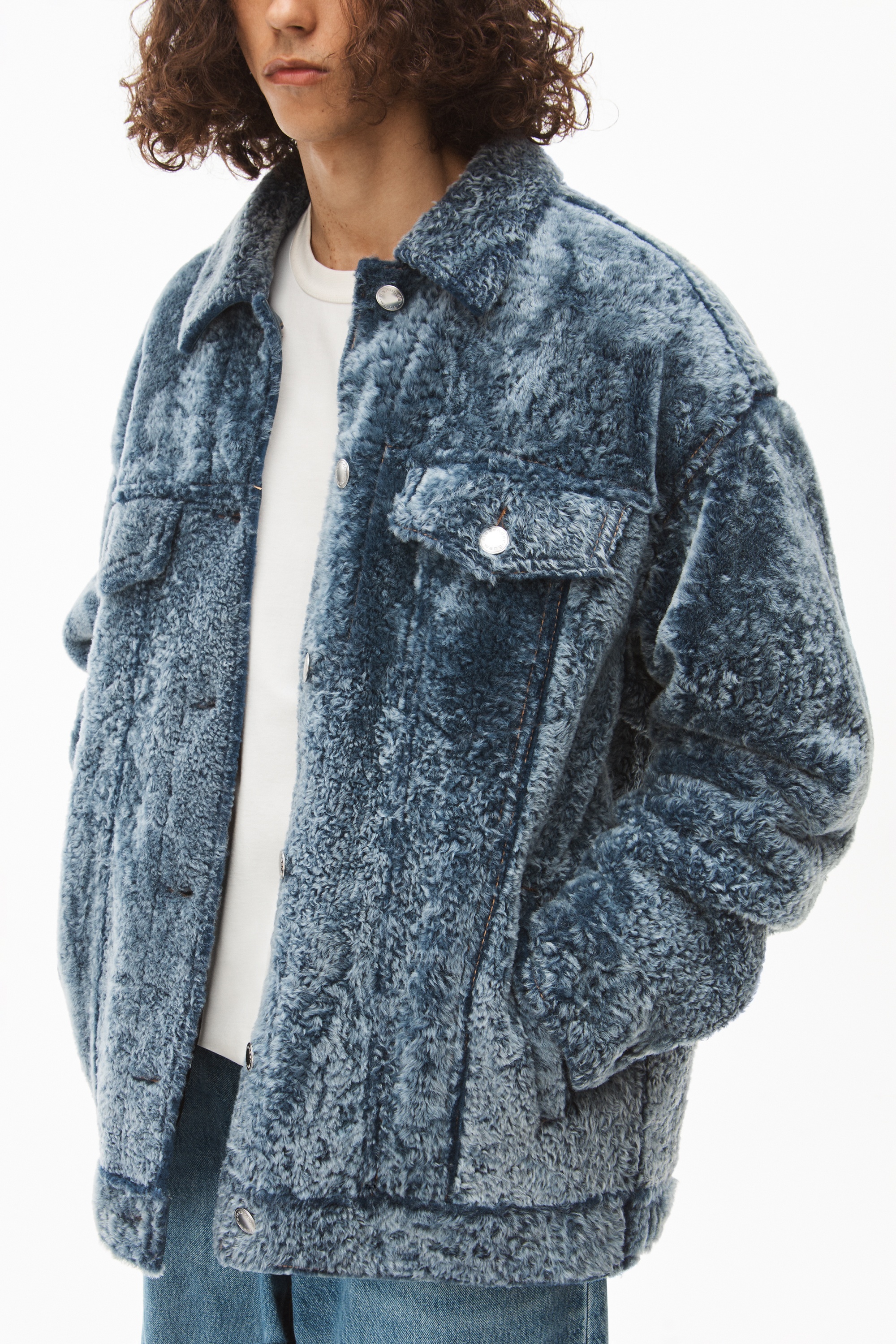 TUXEDO COAT IN TIPPED SHEARLING - 3