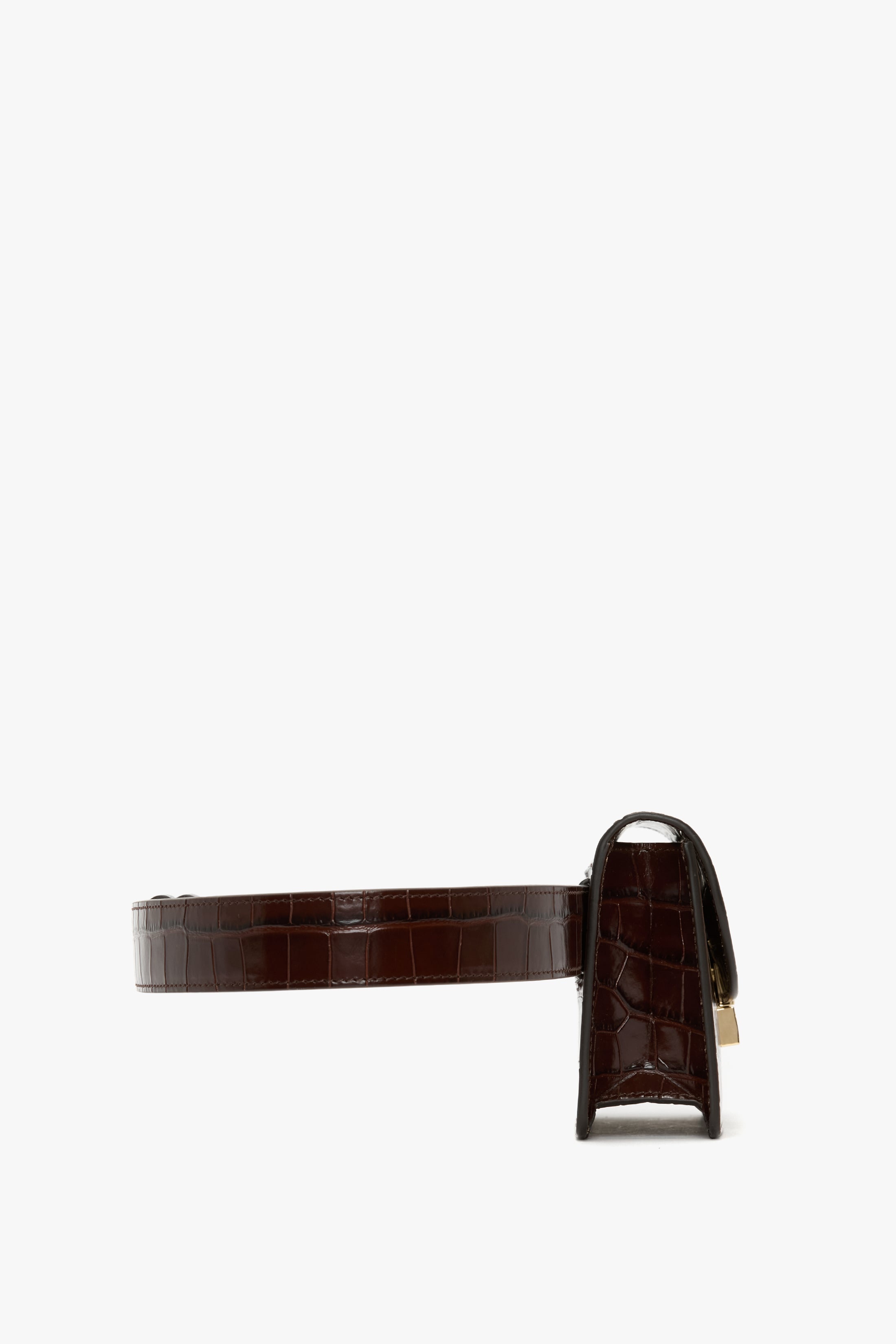 Nano Dorian Belt Bag In Dark Brown Croc Embossed Leather - 3