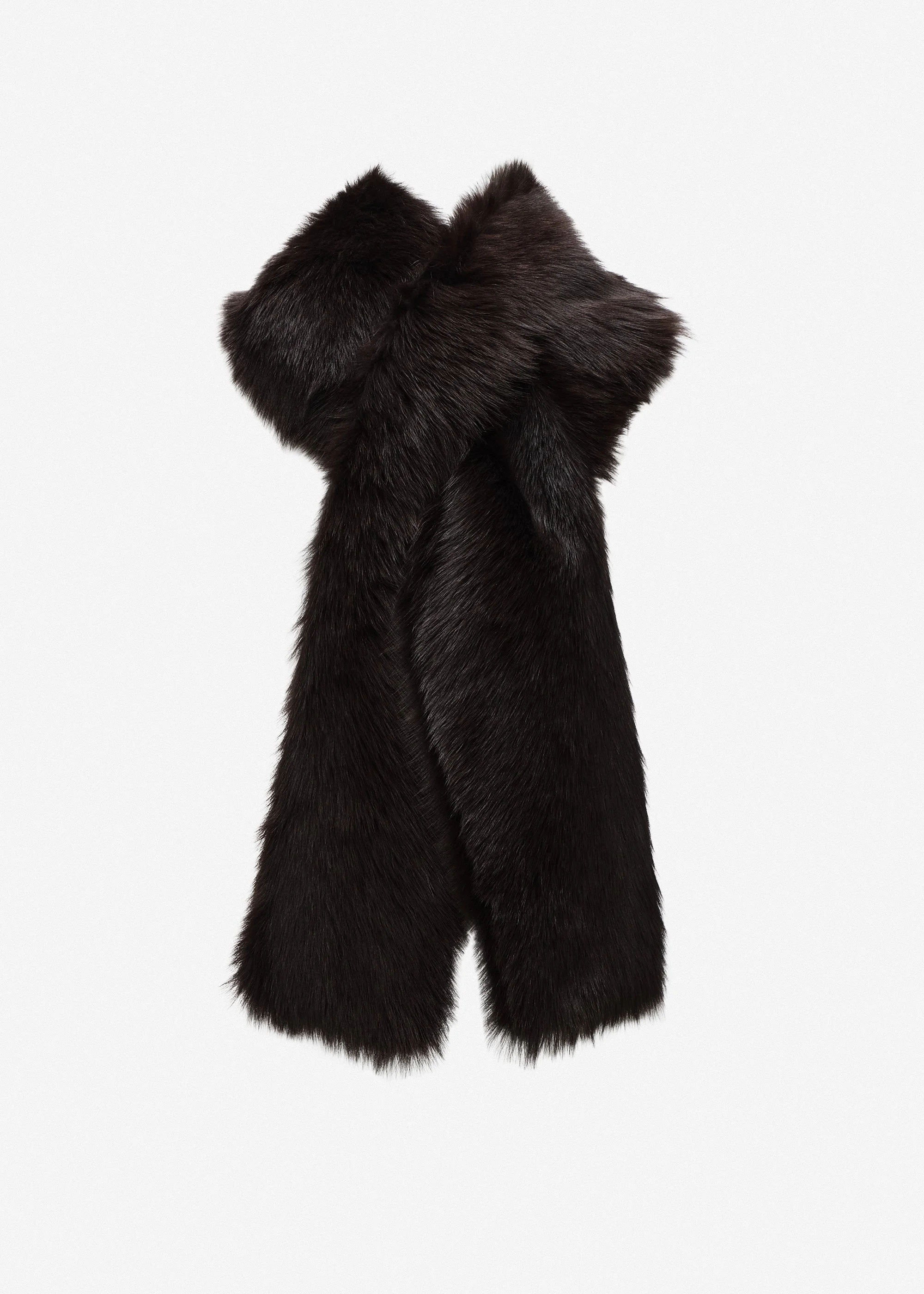 Long fur scarf in dark brown - 1