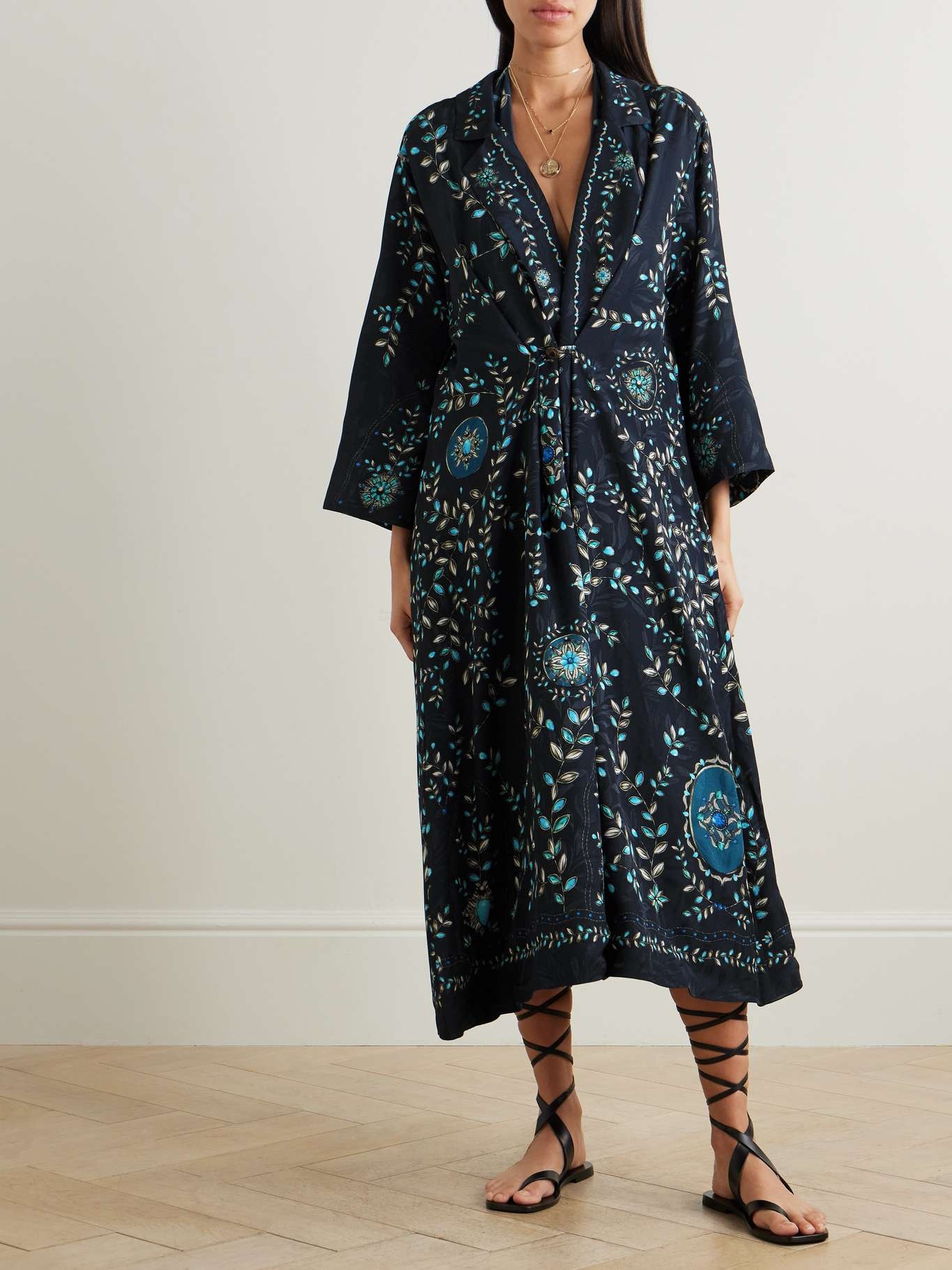 Oceano Relicario printed twill robe - 3