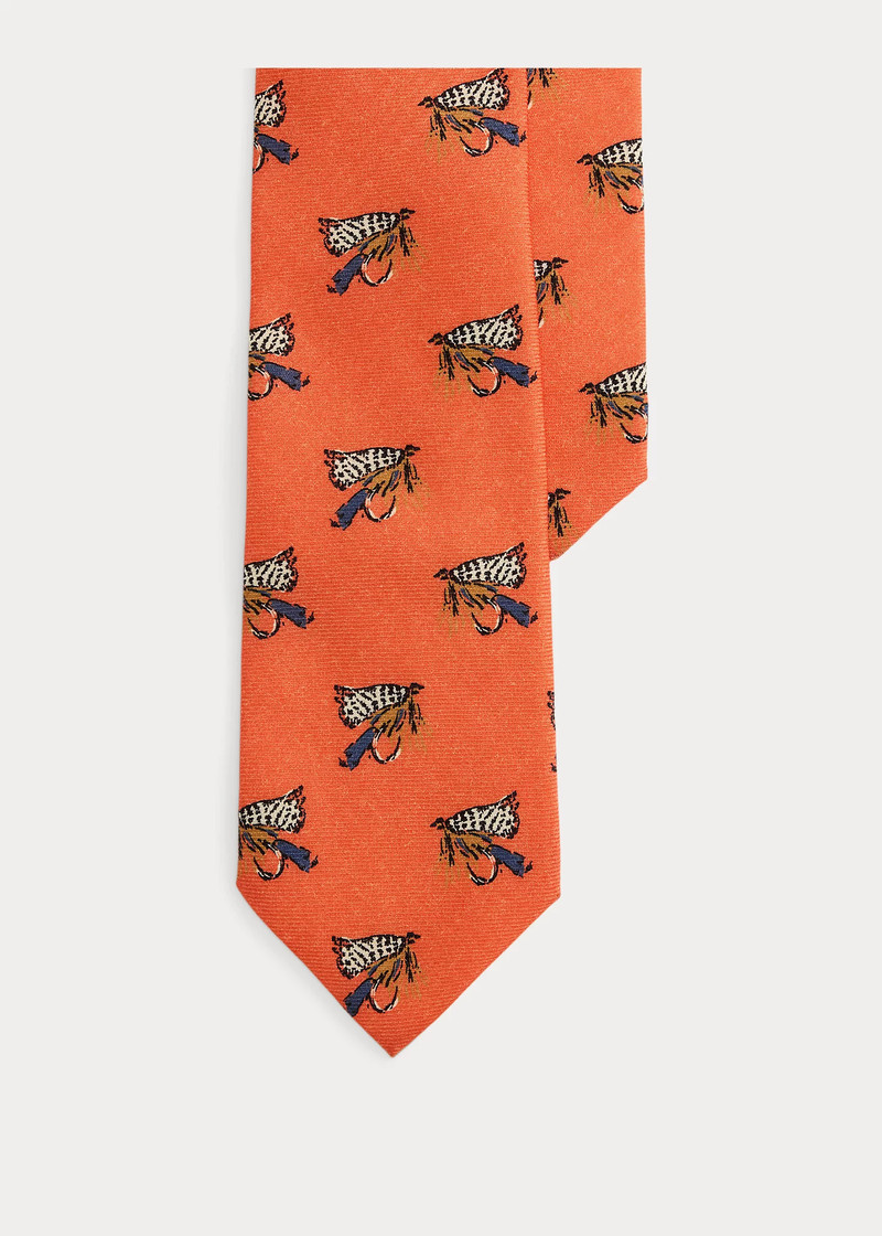 Fishing-Tackle-Print Wool Challis Tie 1