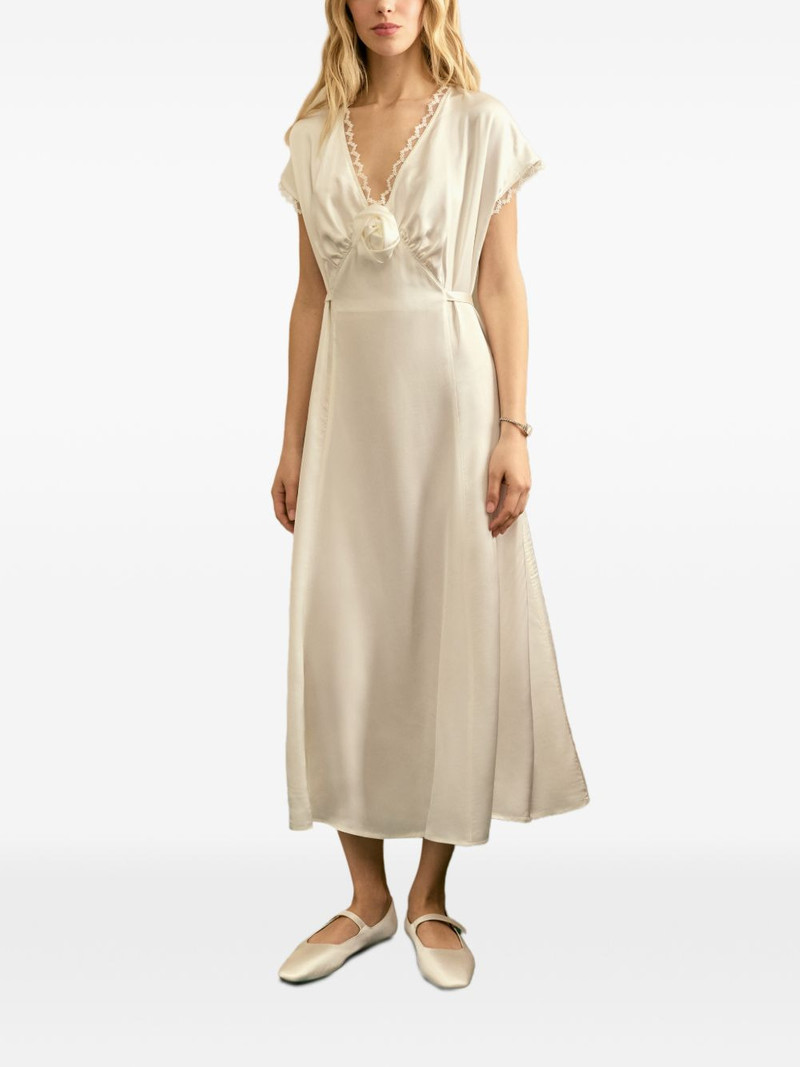 Genus Rosa lace-trim satin midi dress 3