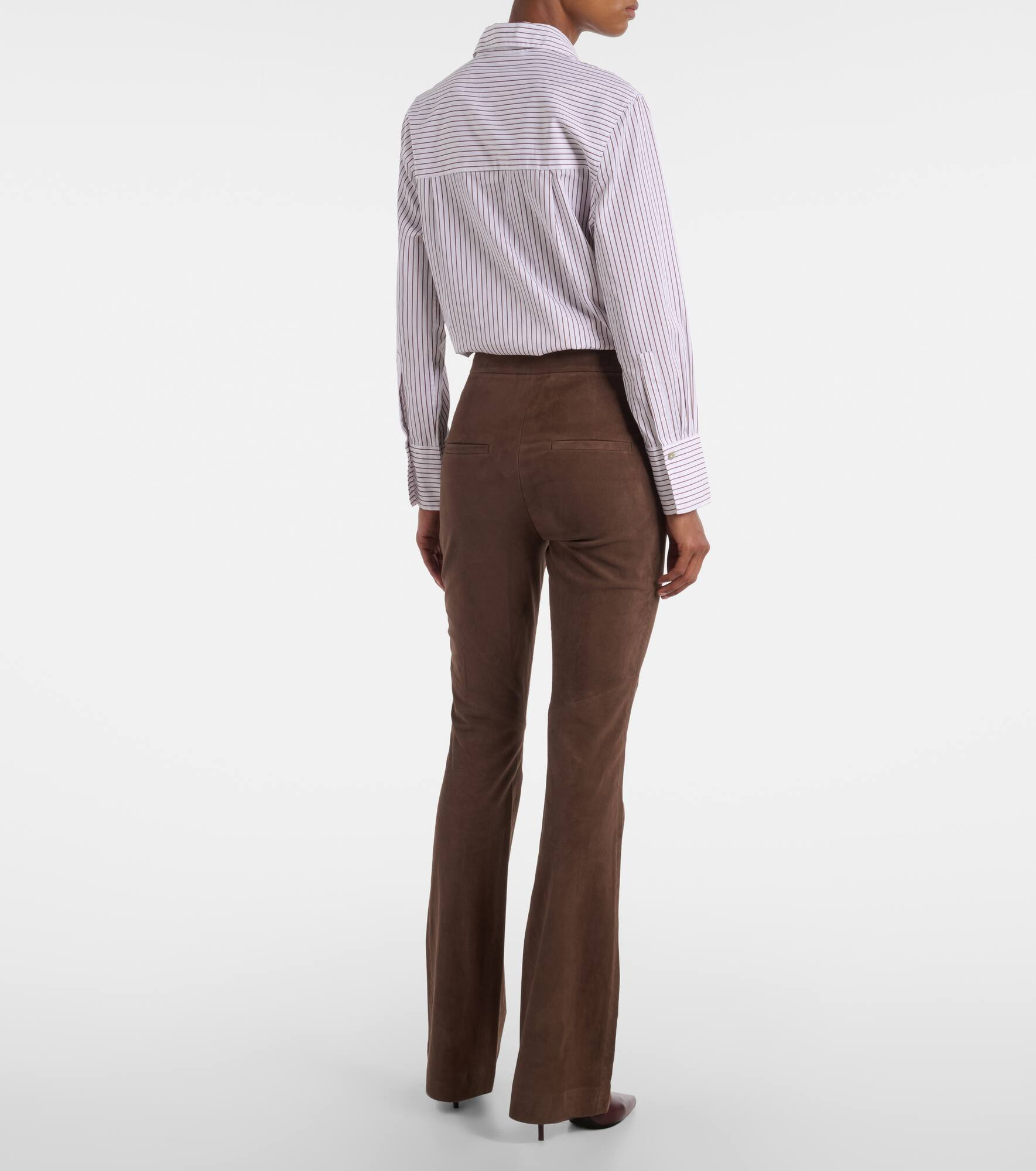 Gracie high-rise suede flared pants - 3