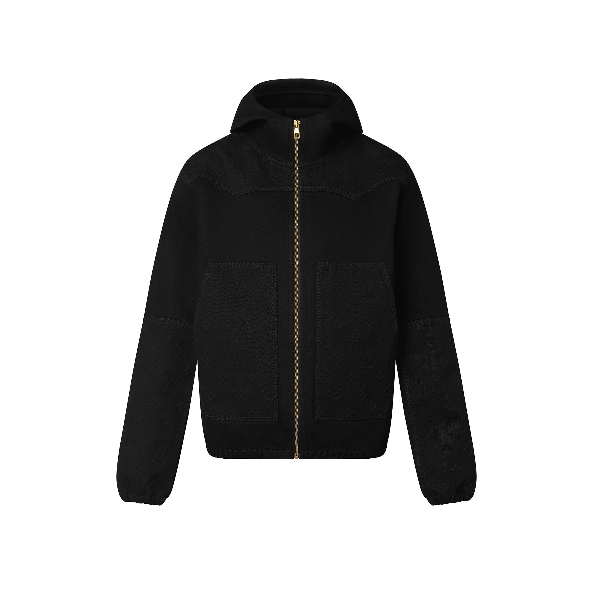 Monogram Detail Hooded Denim Jacket - 1