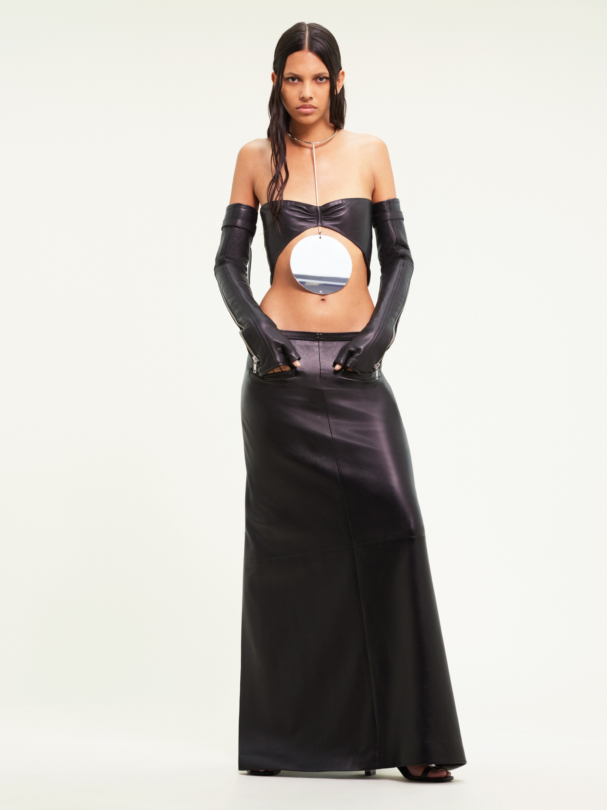 VINTAGE LEATHER LONG SKIRT - 2