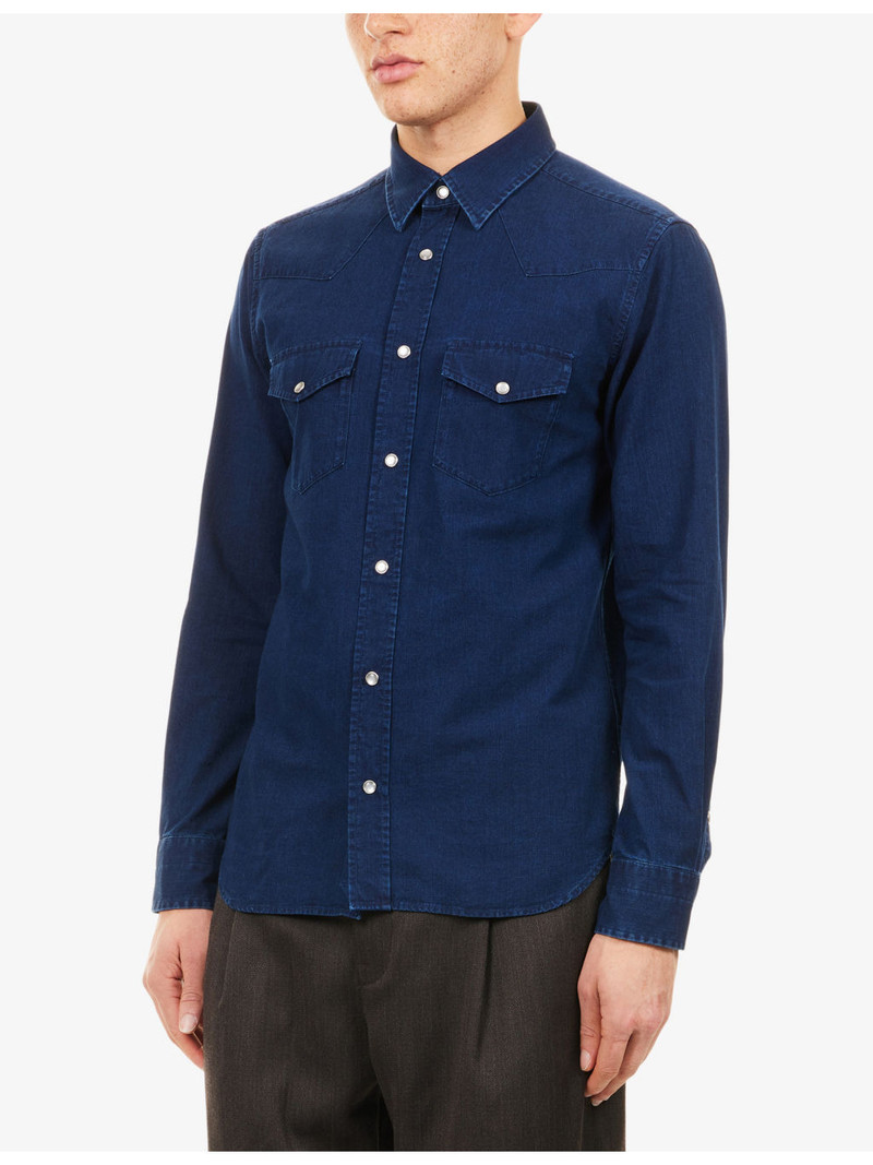Curved-Hem Slim-Fit Denim Shirt 3