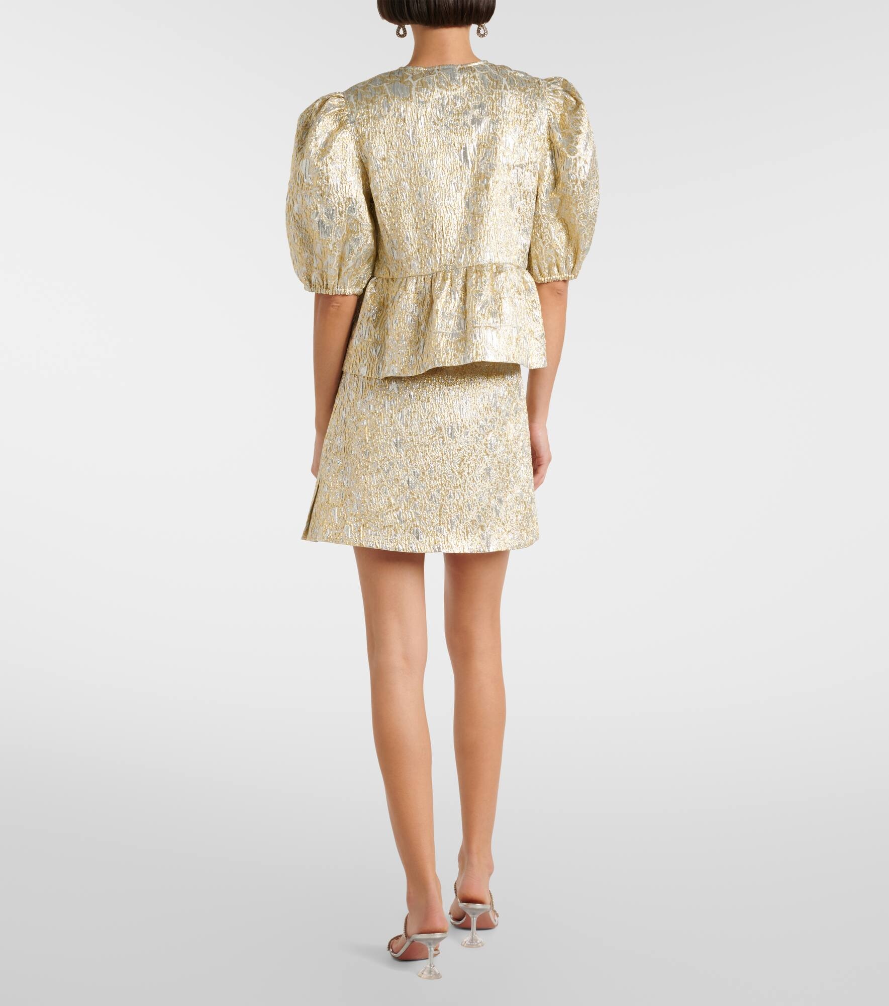 Puff-sleeve brocade top - 3