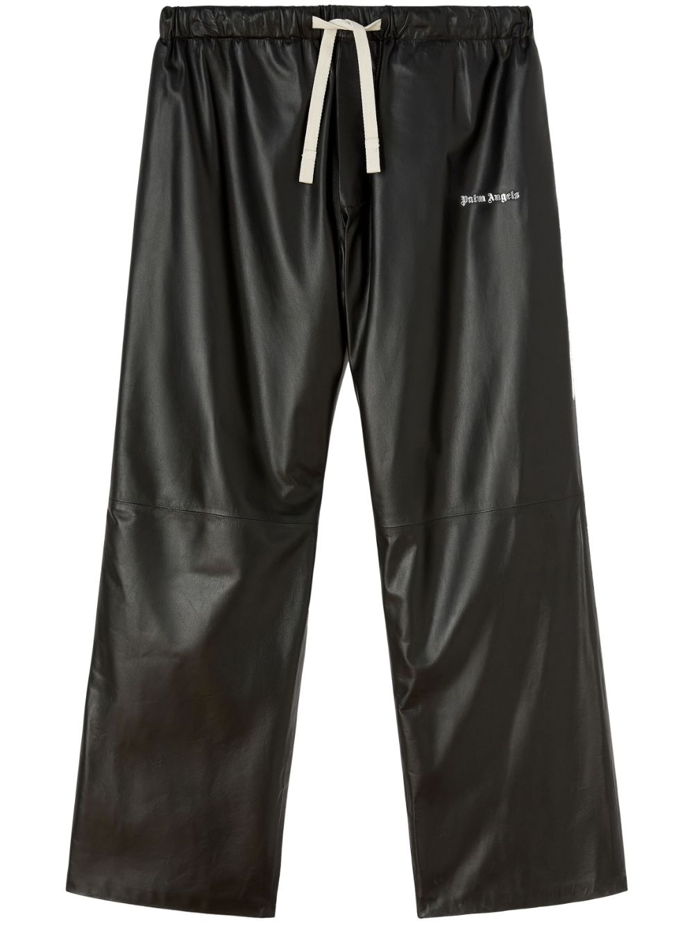 logo-print leather track pants - 1