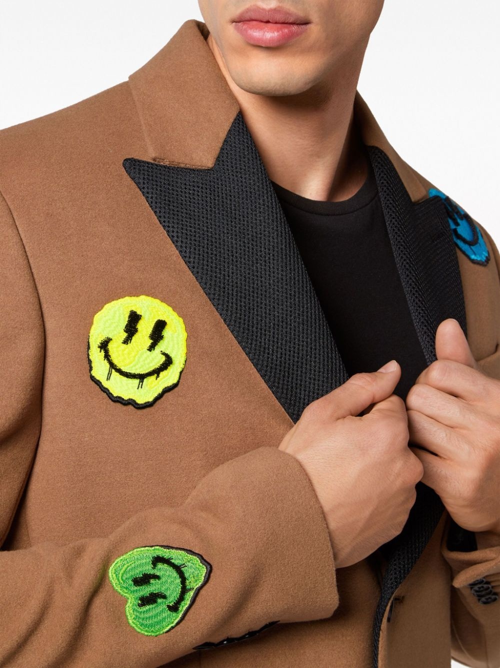 multi-patch single-breasted coat - 5