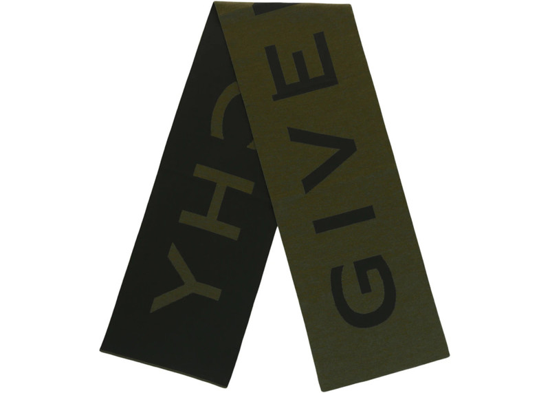 Givenchy Givenchy Jacquard Logo Scarf Khaki Multi outlook