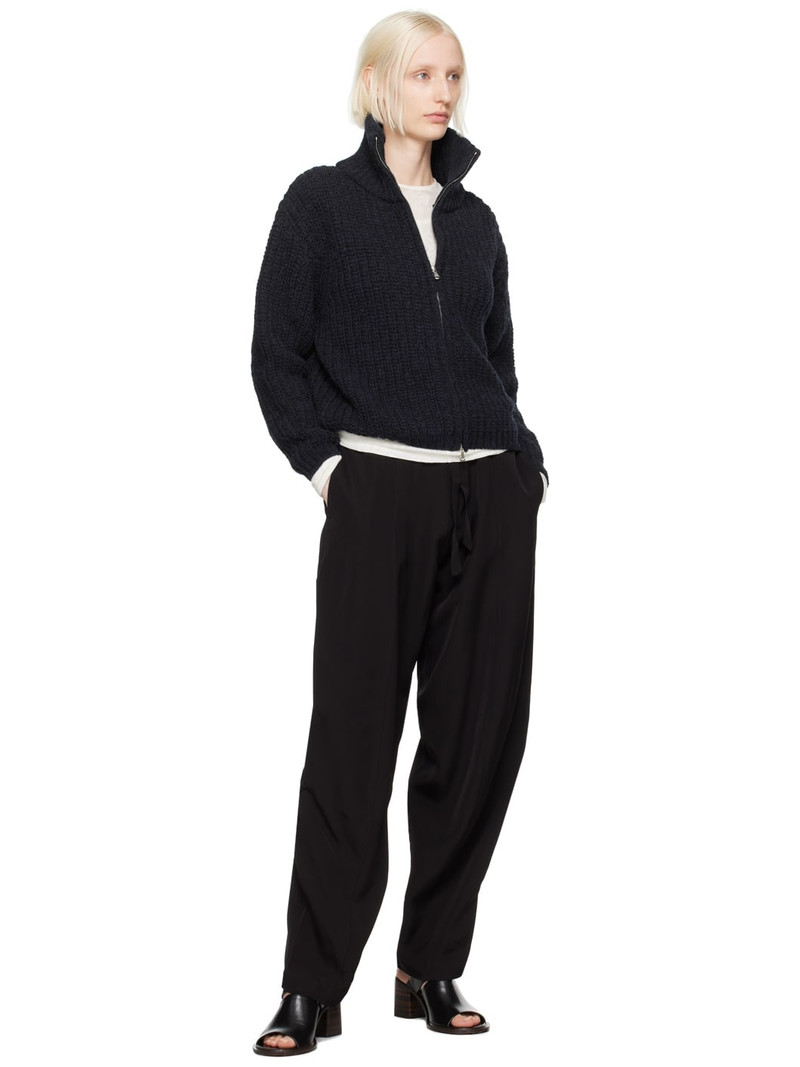 BITE Studios Navy Chunky Heritage Wool Zip Sweater outlook