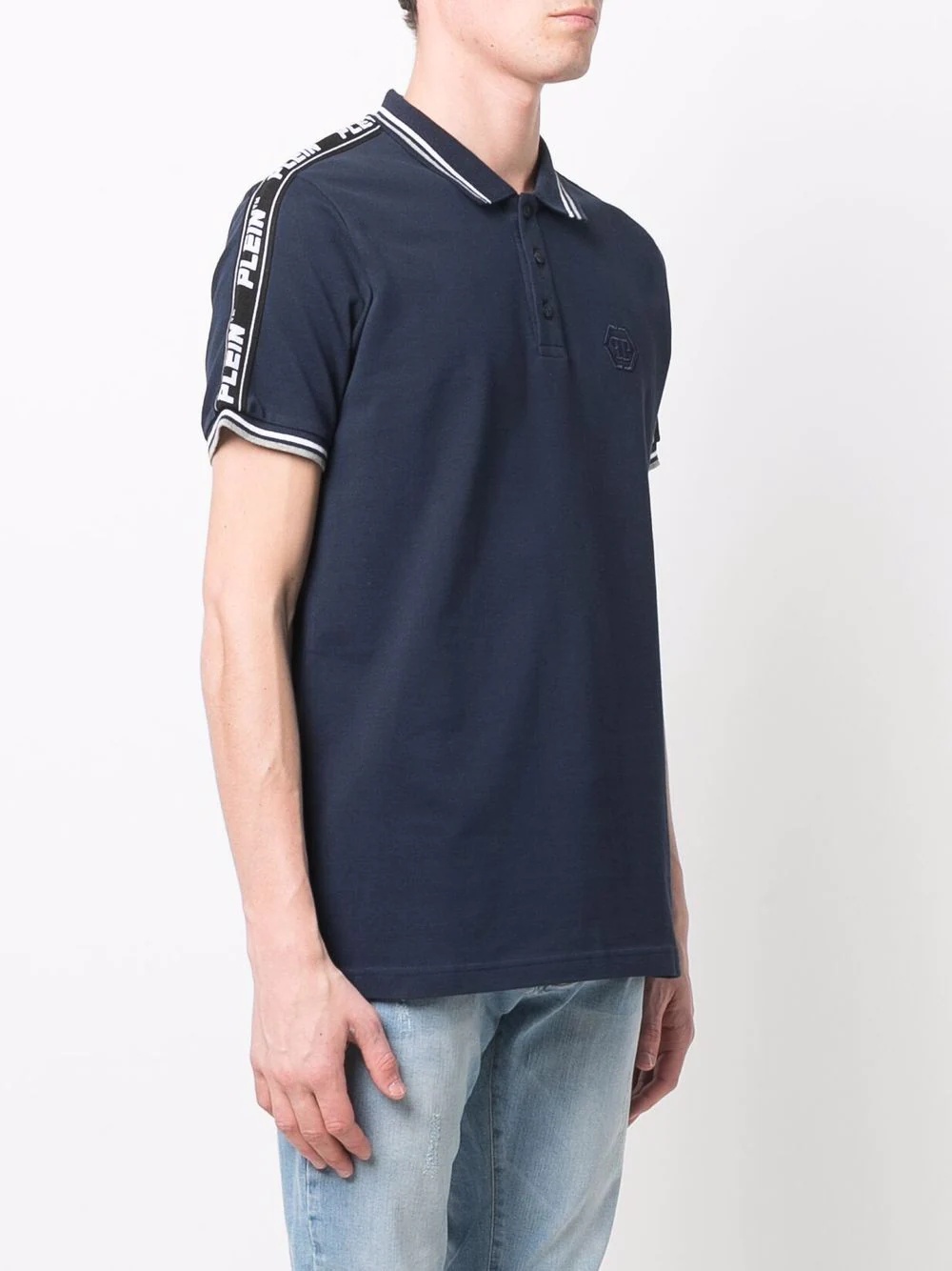 logo-tape detail polo shirt - 3