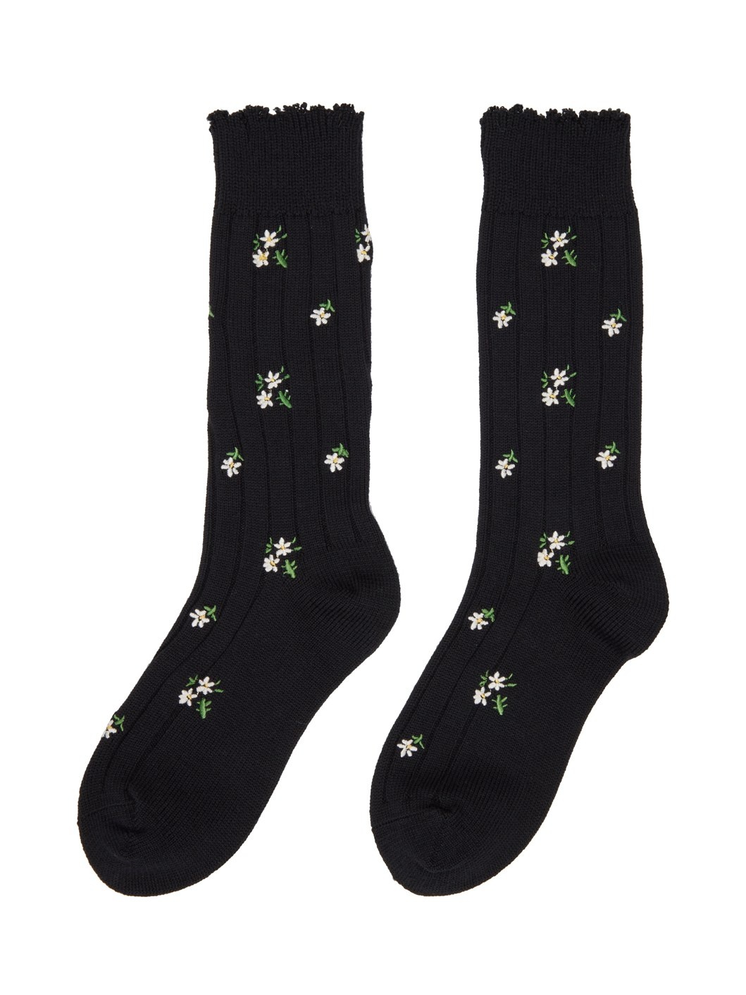 Black Floral Socks - 2