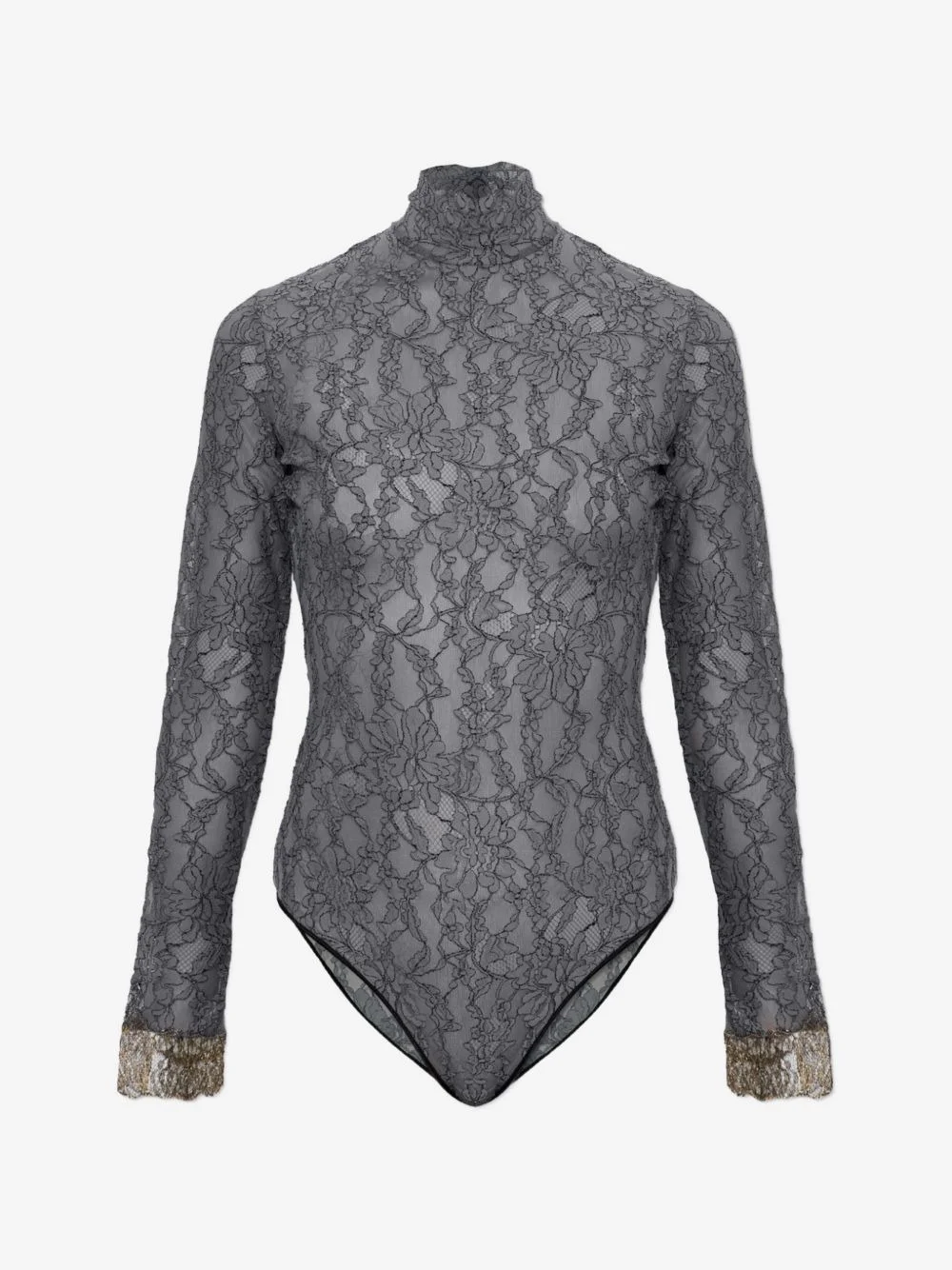 floral-lace long-sleeve bodysuit - 1