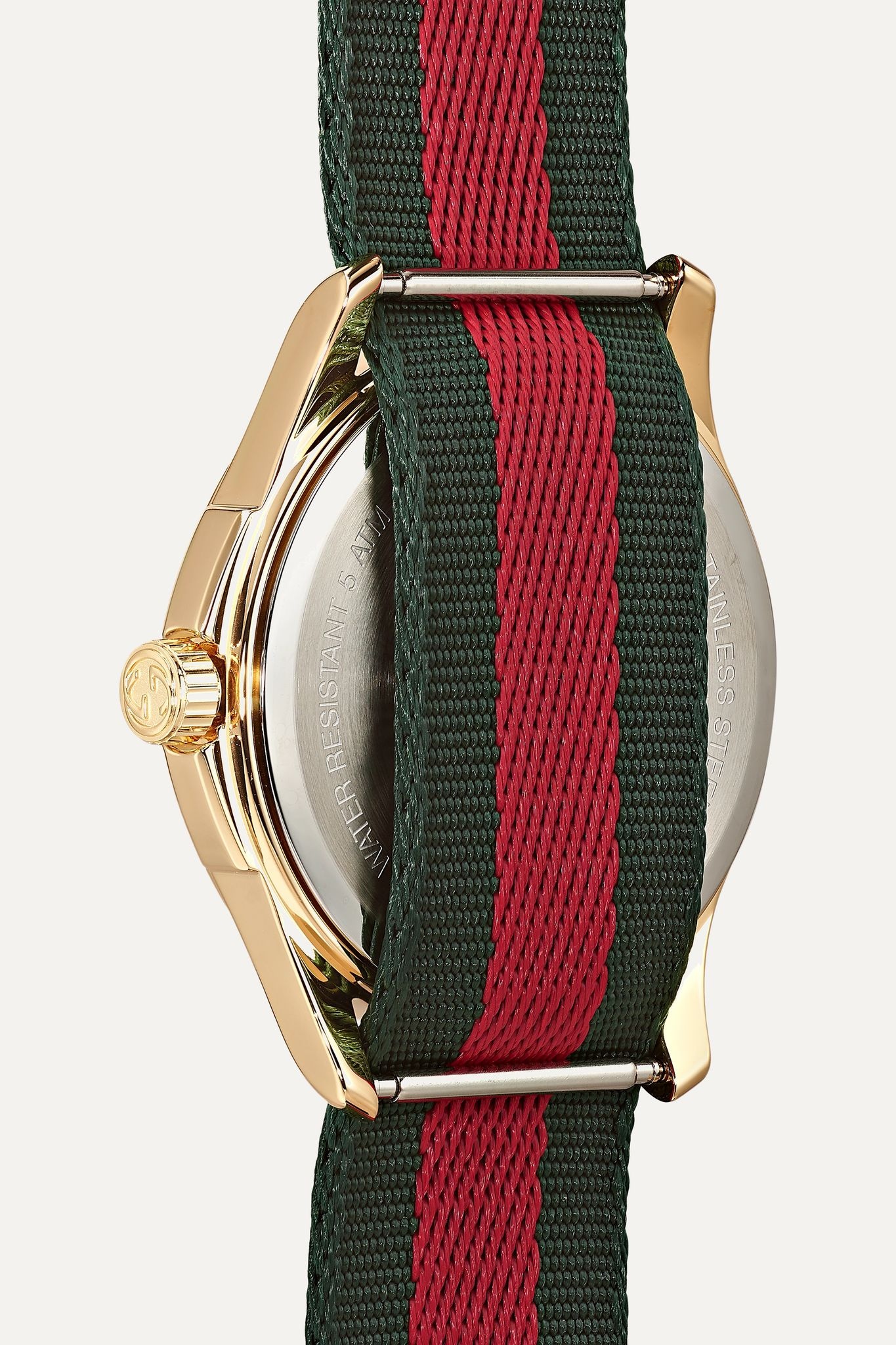 Le Marché des Merveilles 38mm PVD-plated and striped canvas watch - 4