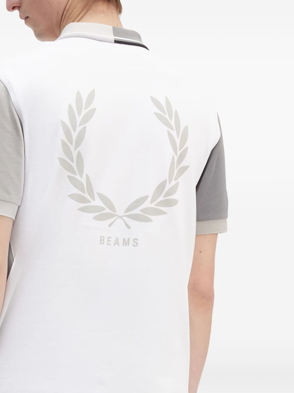x Beams panelled cotton polo shirt - 3