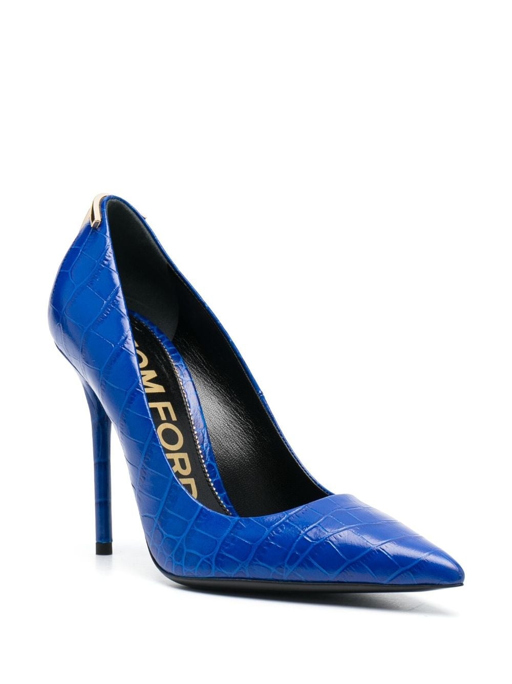 croc-embossed leather pumps - 2