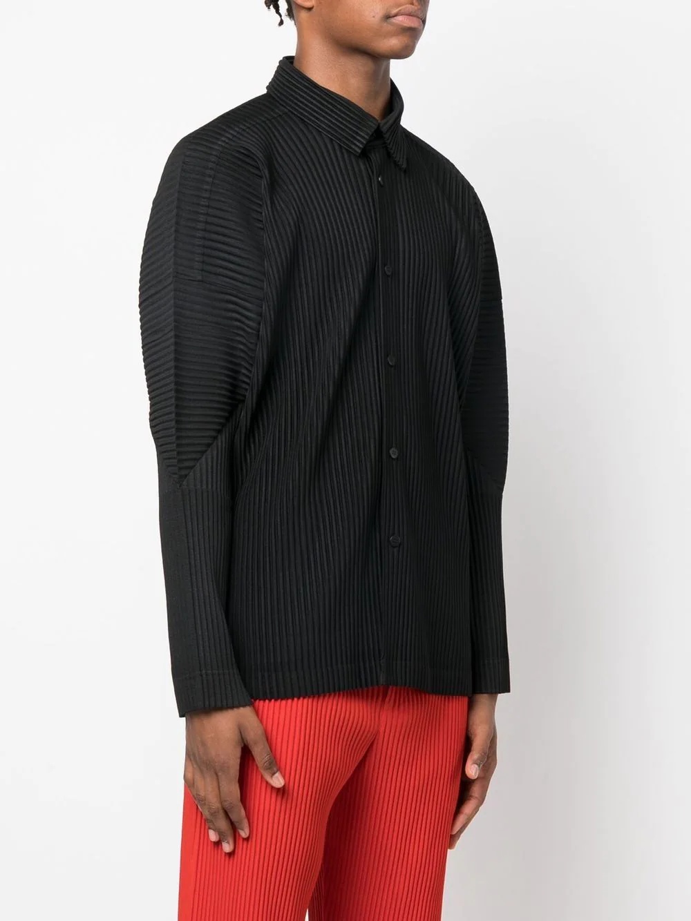 plissé-effect long-sleeve shirt - 3