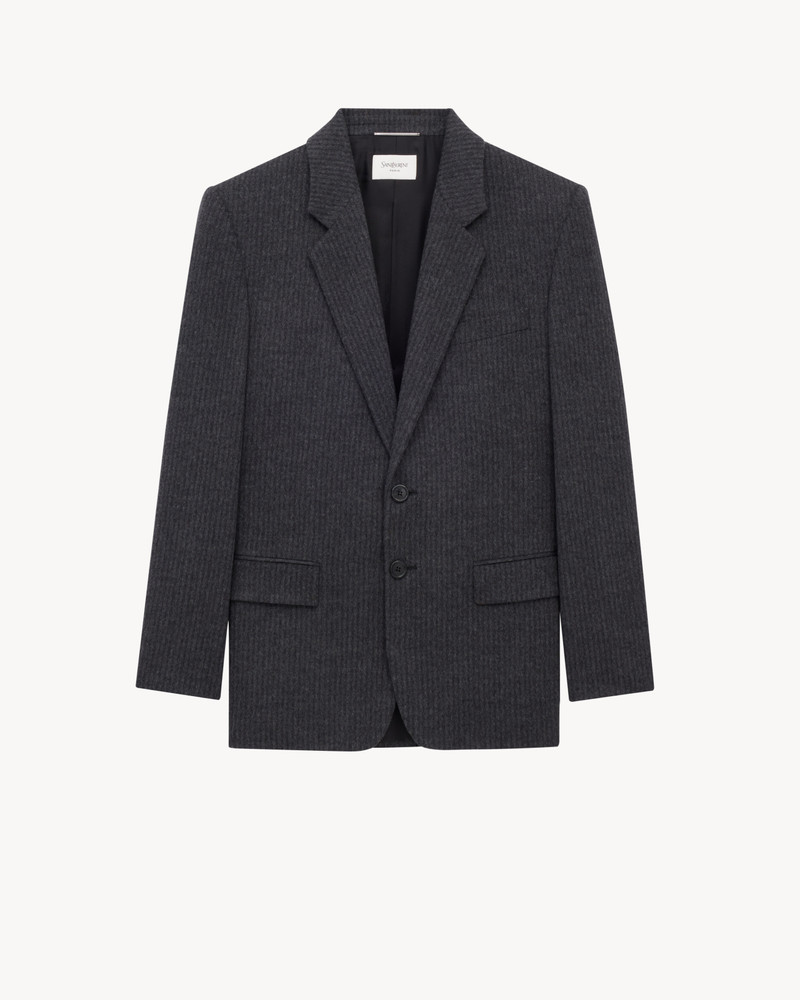JACKET IN STRIPED WOOL AND CASHMERE FLANNEL 1