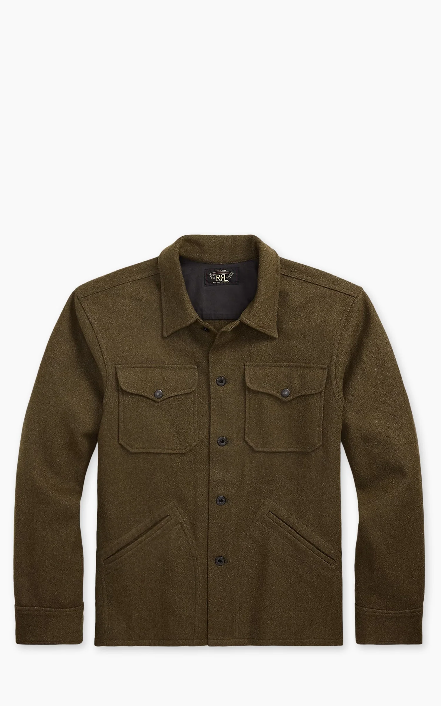 RRL WOOL-BLEND OVERSHIRT OLIVE - 1