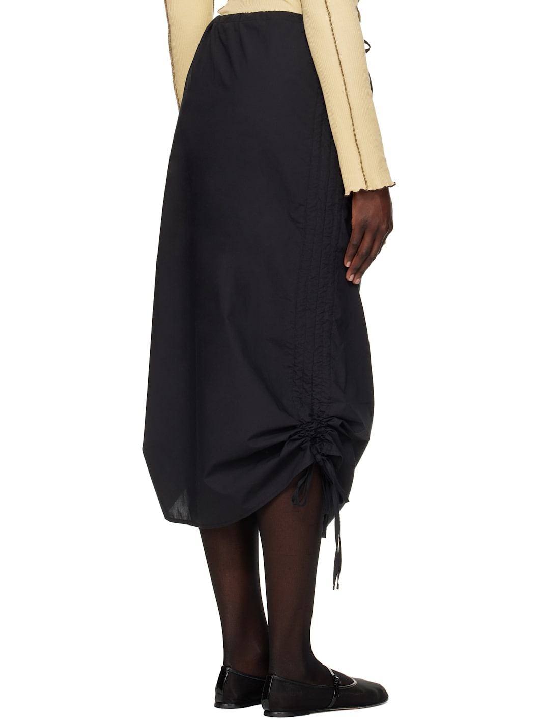 Black Pictorial Midi Skirt - 3