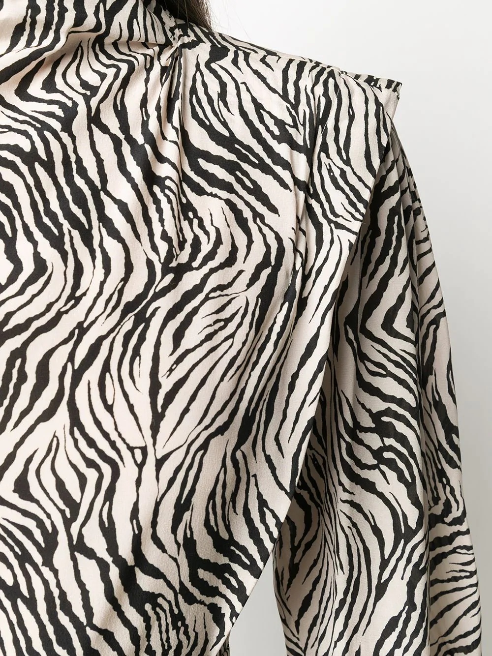 zebra print long-sleeve pleated dress - 5