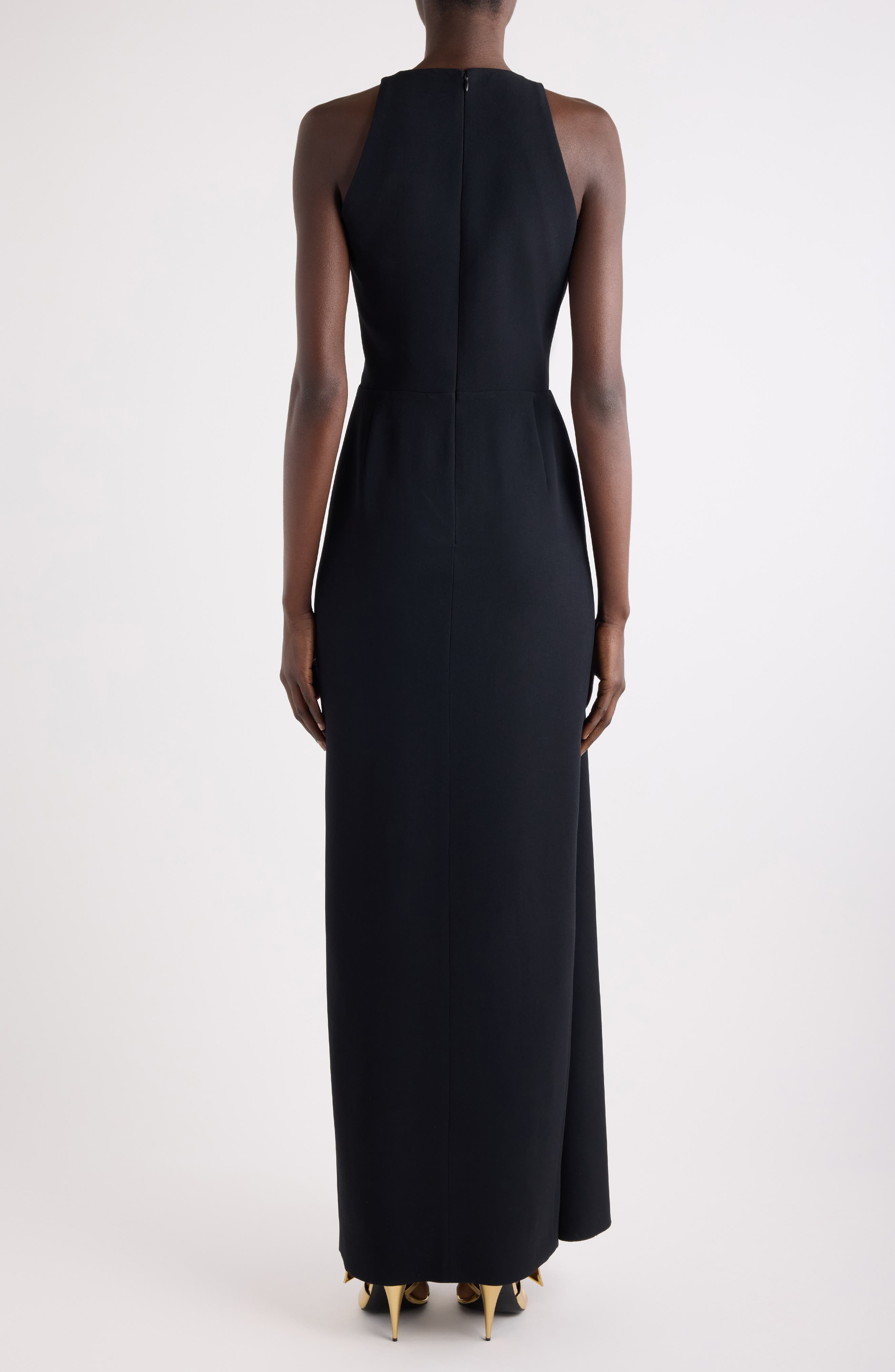 Givenchy Drape Front Sleeveless Stretch Crepe Gown in Black at Nordstrom - 3