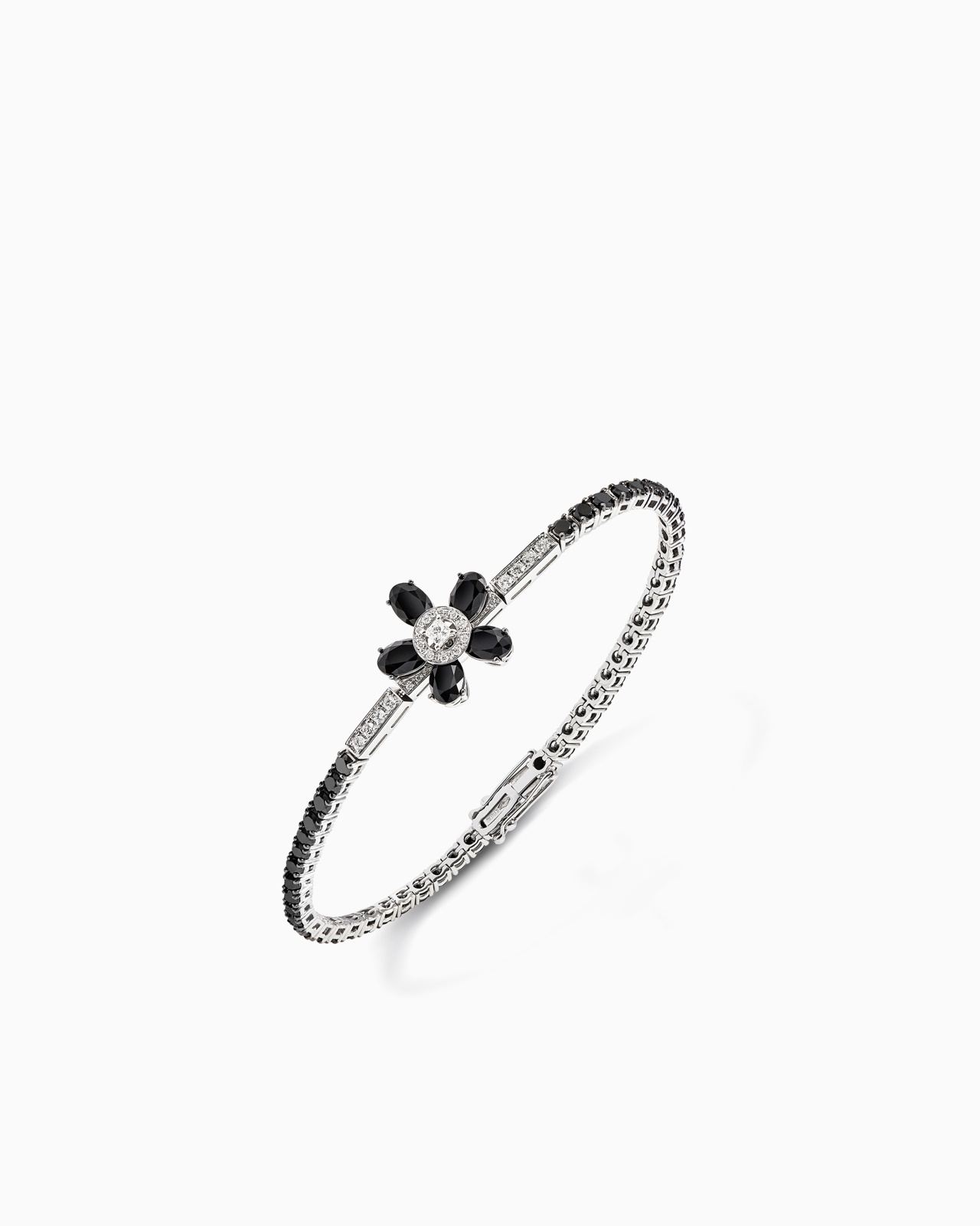 18K WHITE-GOLD, DIAMOND-AND-ONYX SÌ BRACELET - 1