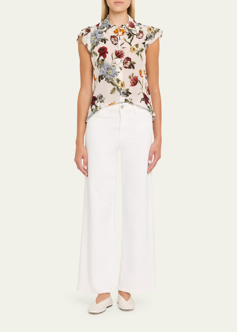 Alice + Olivia Martel Flutter-Sleeve Blouse outlook