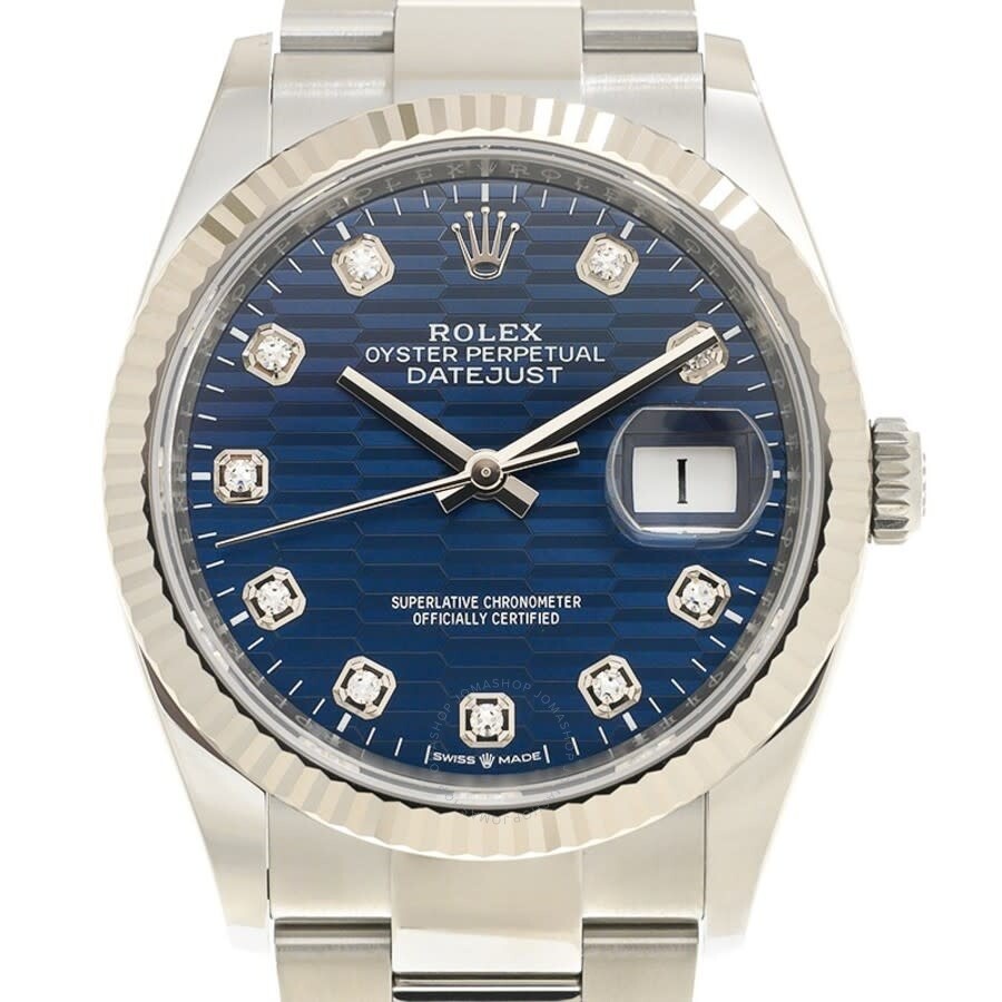 Rolex Datejust 36 Bright Blue Fluted-Motif Diamond Dial Automatic Men's Oyster Watch M126234-0058 - 2