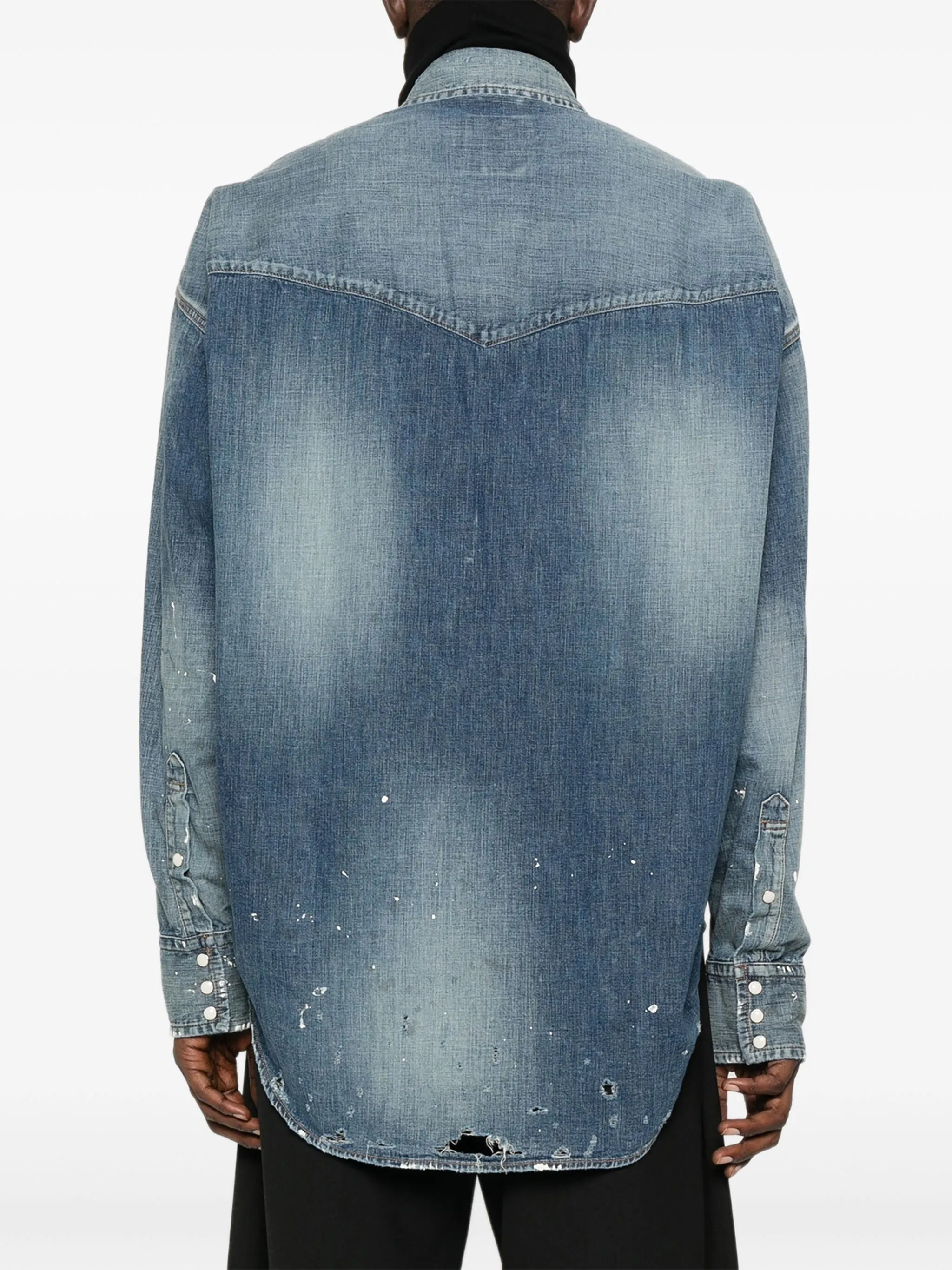 Maison Mihara Yasuhiro Paint-splatter Patchwork Denim Shirt - 5