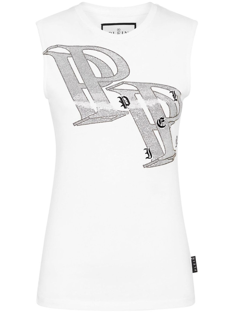 crystal-embellished logo-print tank top 1