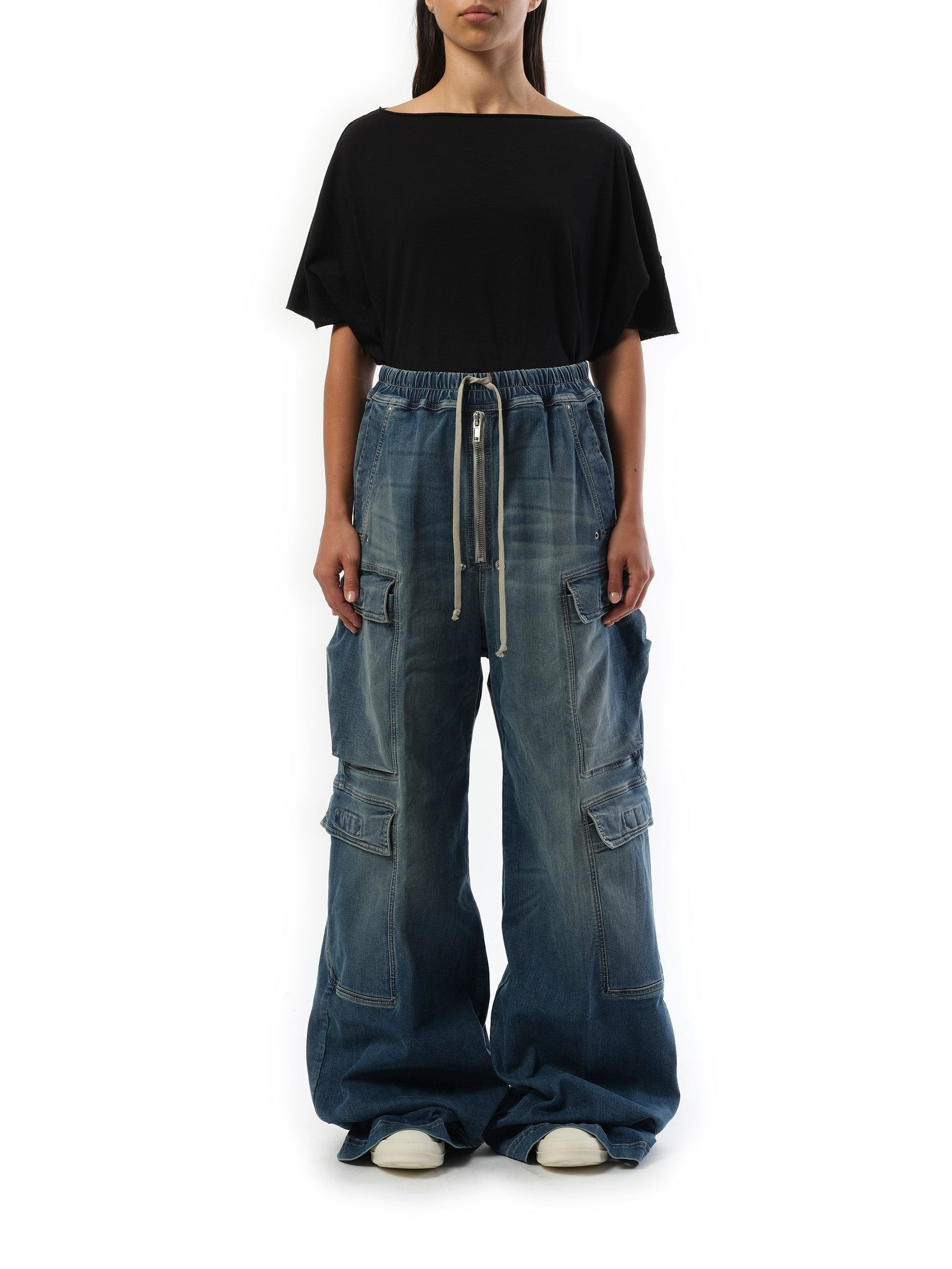 Denim Double Cargo Jumbo Belas in Washed Indigo - 4