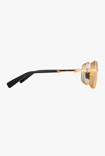 Black and gold-tone titanium Brigade-I eyeglasses - 3