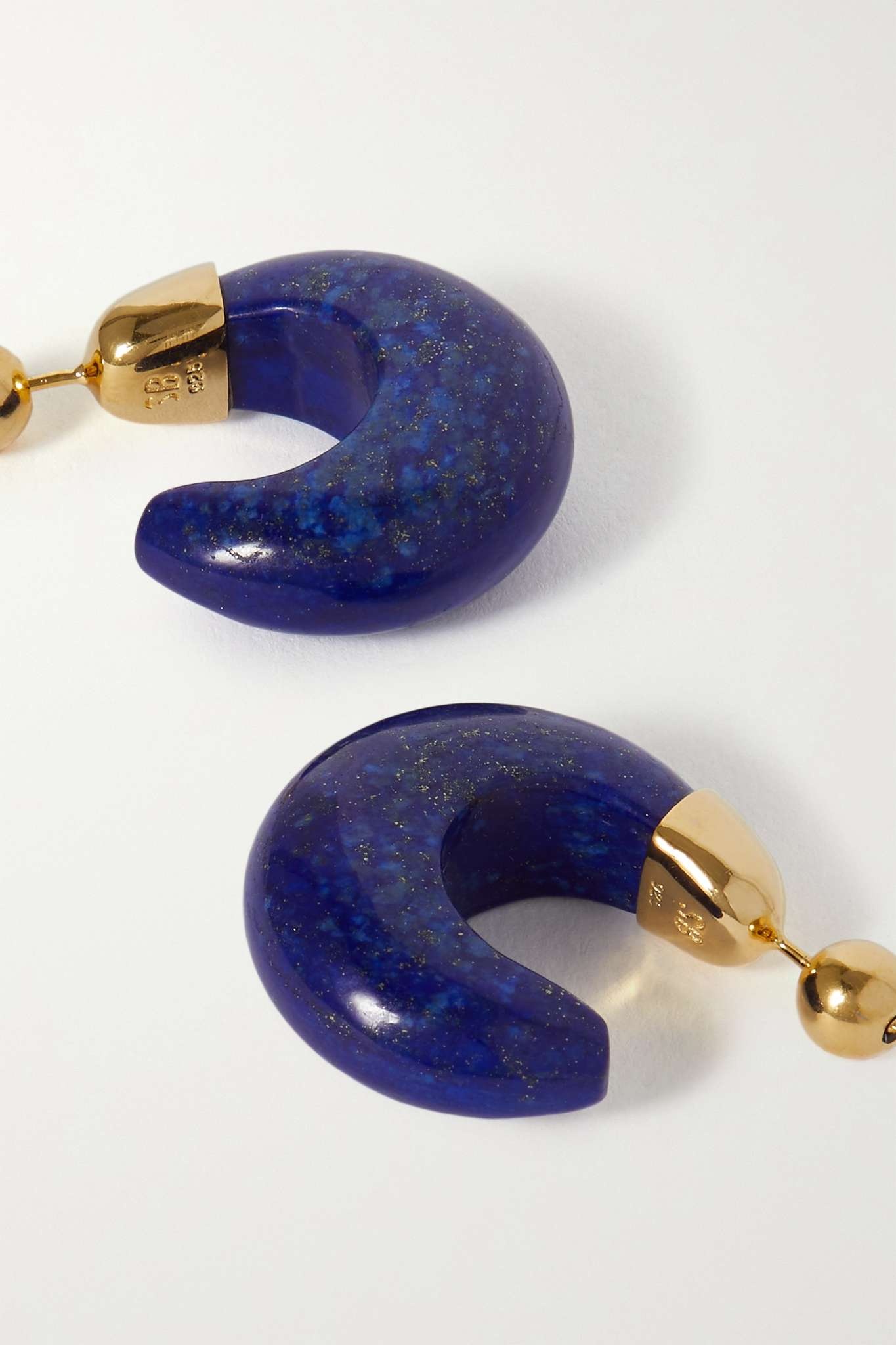 Gold vermeil lapis lazuli hoop earrings - 3