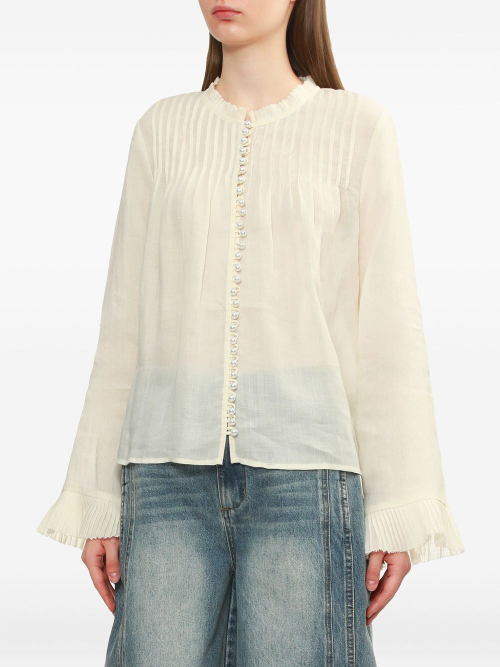 pearl-embellished blouse - 3