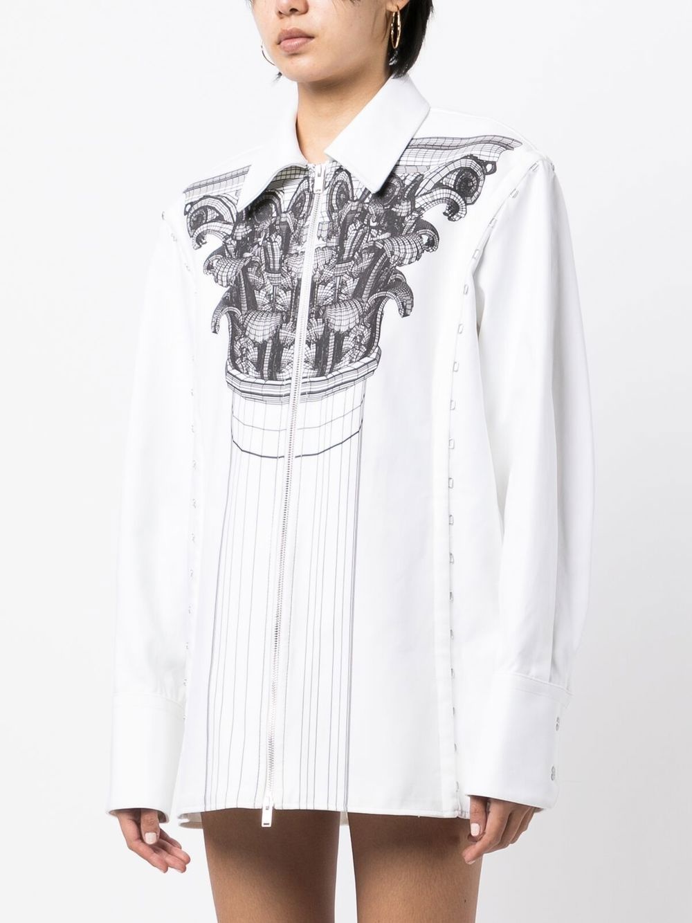Column-print hook-and-eye shirt jacket - 3