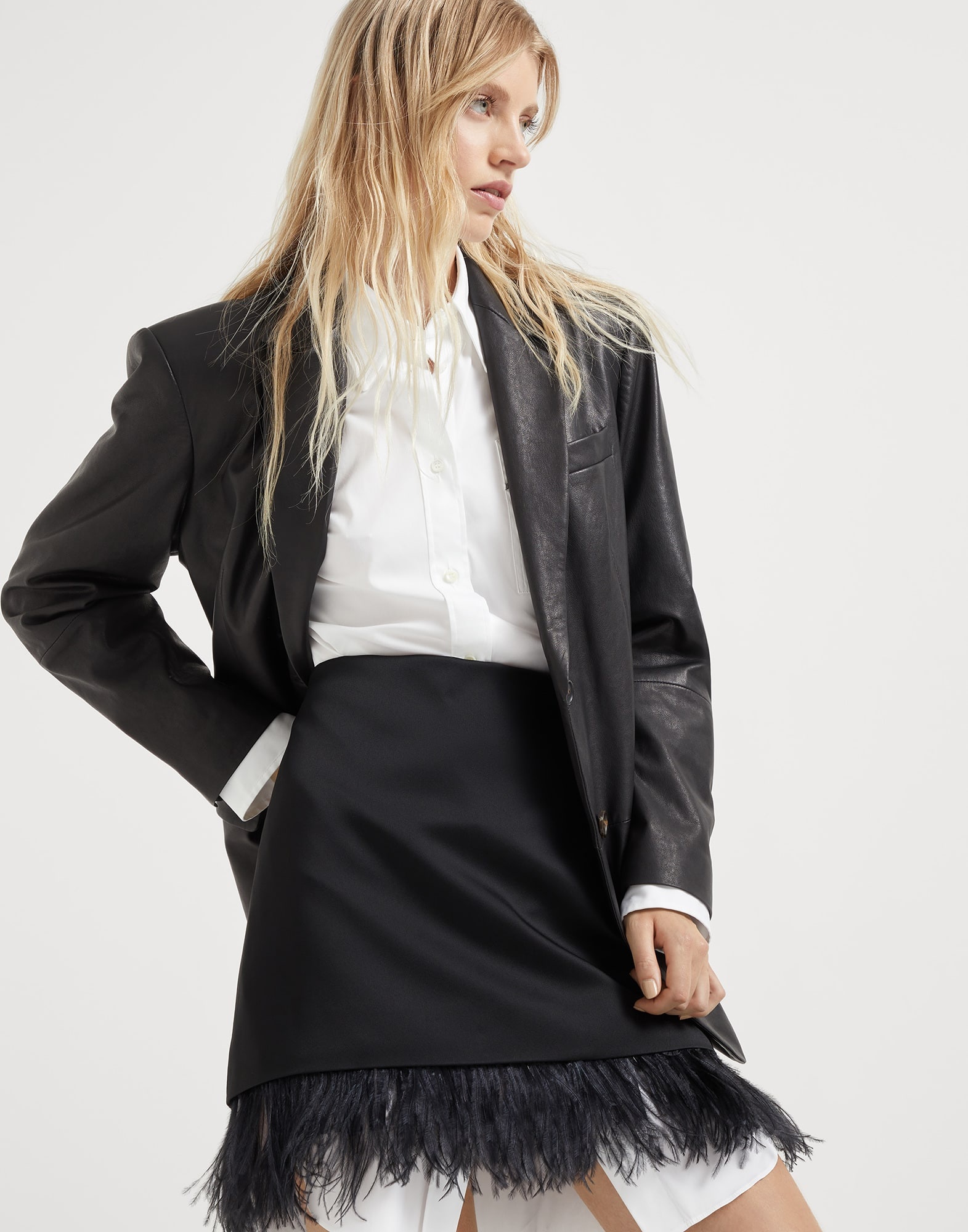 Natural leather blazer with monili - 4
